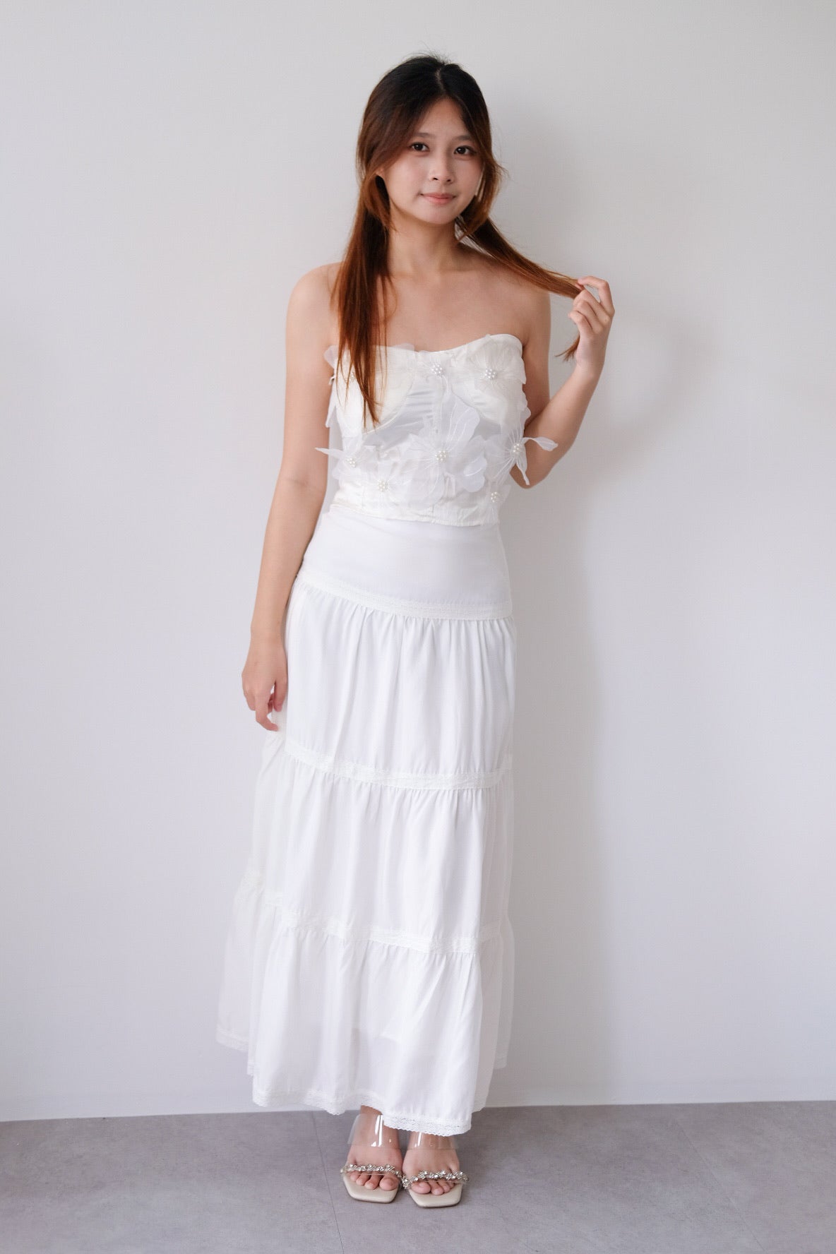 White Flower Tube Top