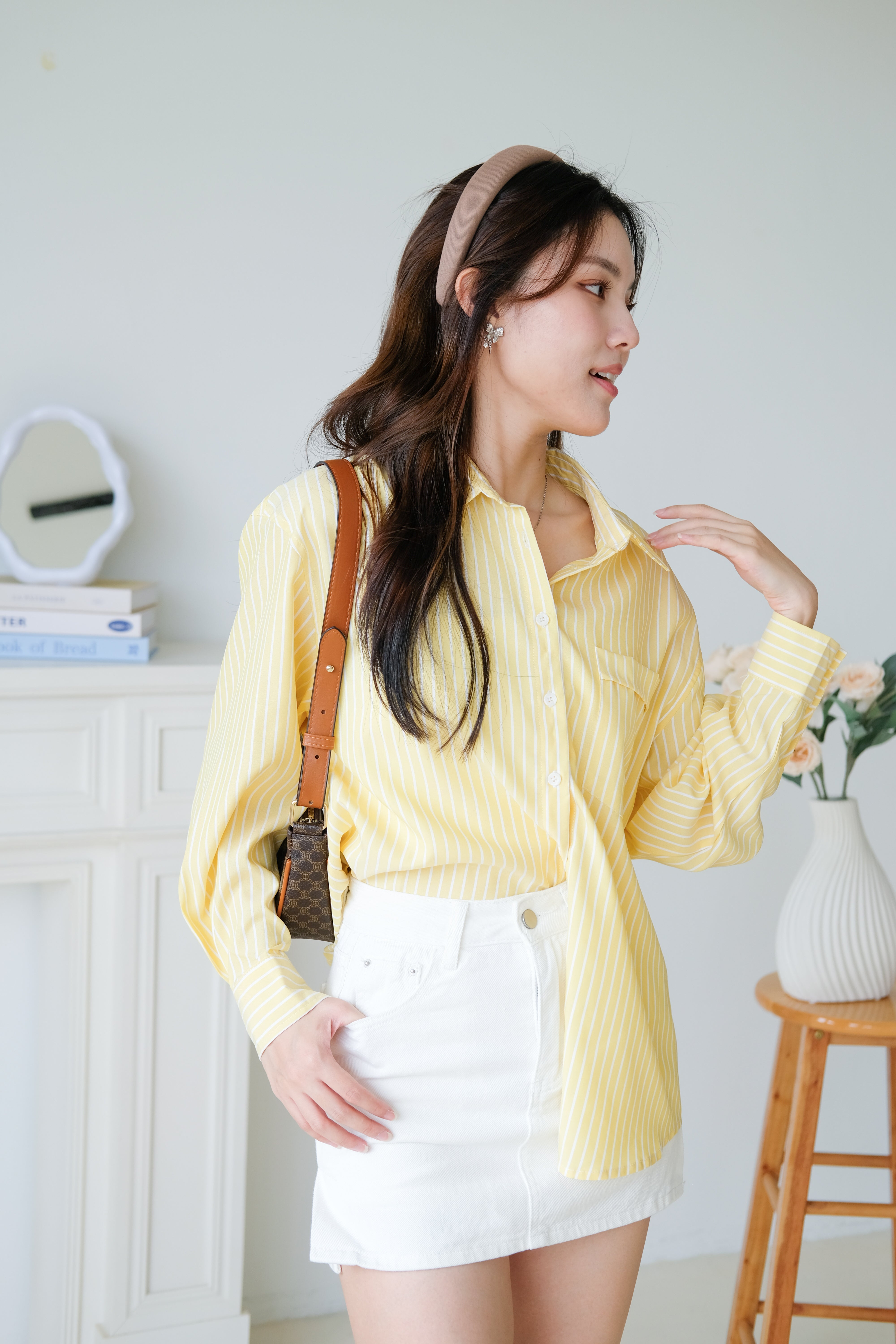 Wayne Stripes Boyfriend Shirts (Sunshine Yellow)