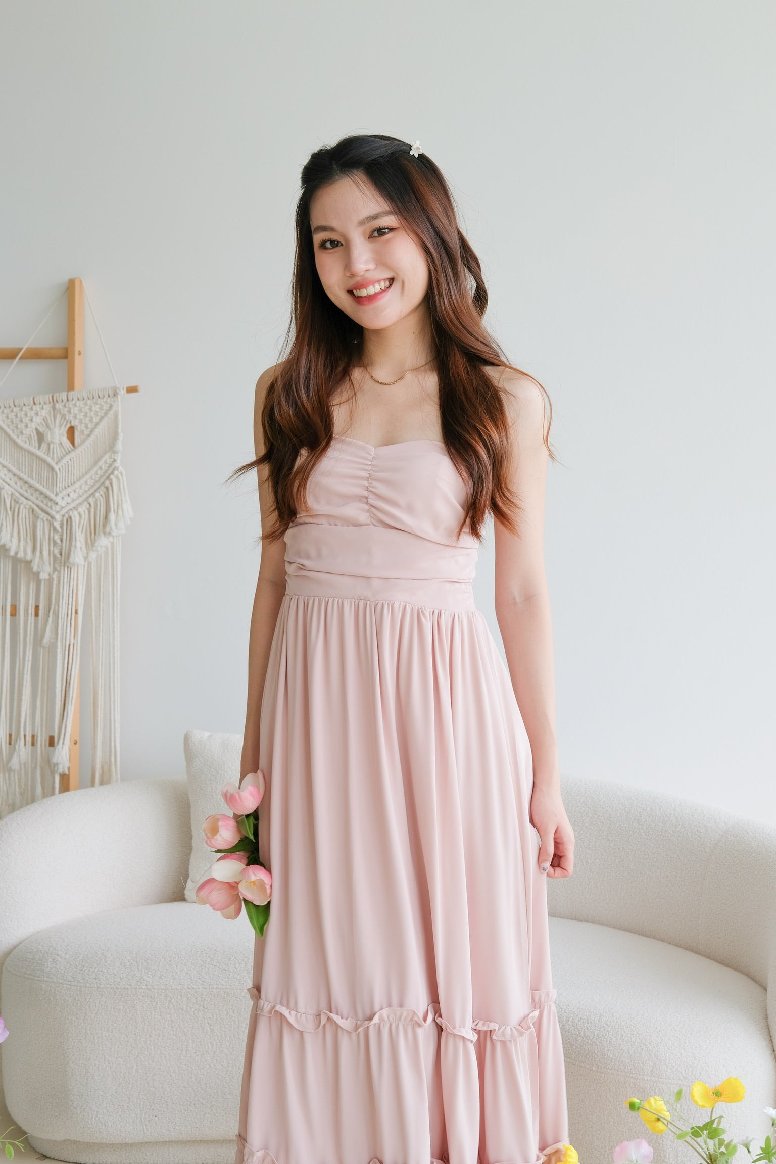 Anna Sweetheart Tube Maxi Dress (Dusty Pink)