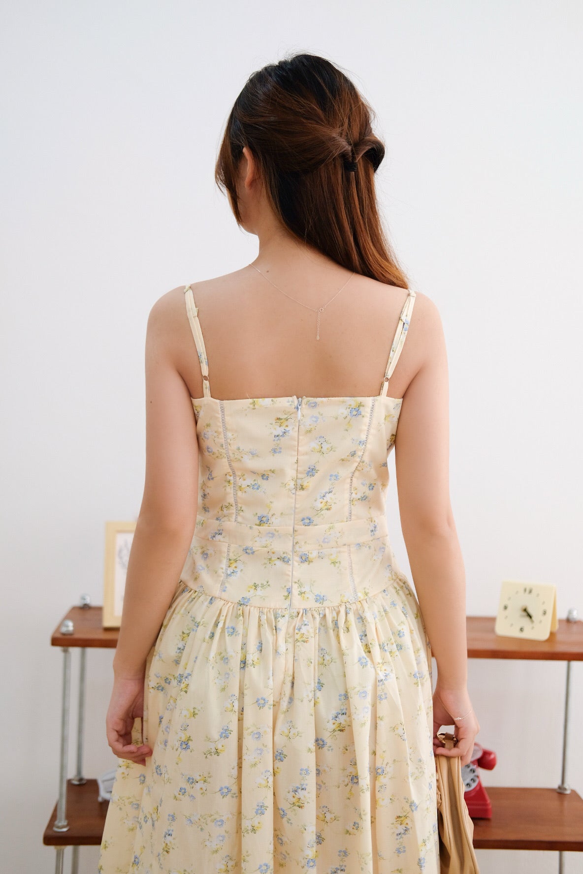 Yellow Floral Corset Strap Dress