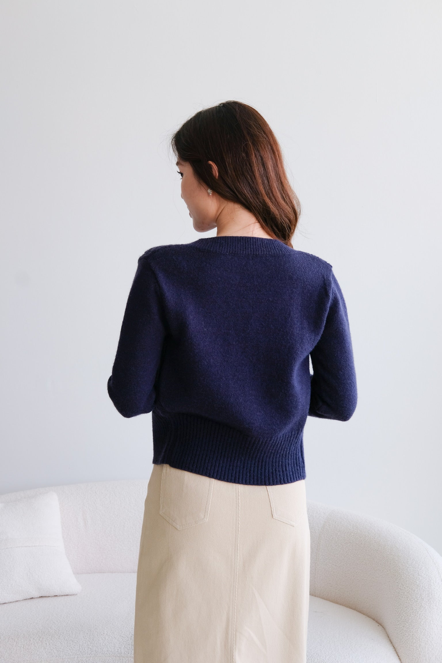 Hermione College Knit Cardigan (Navy Blue)