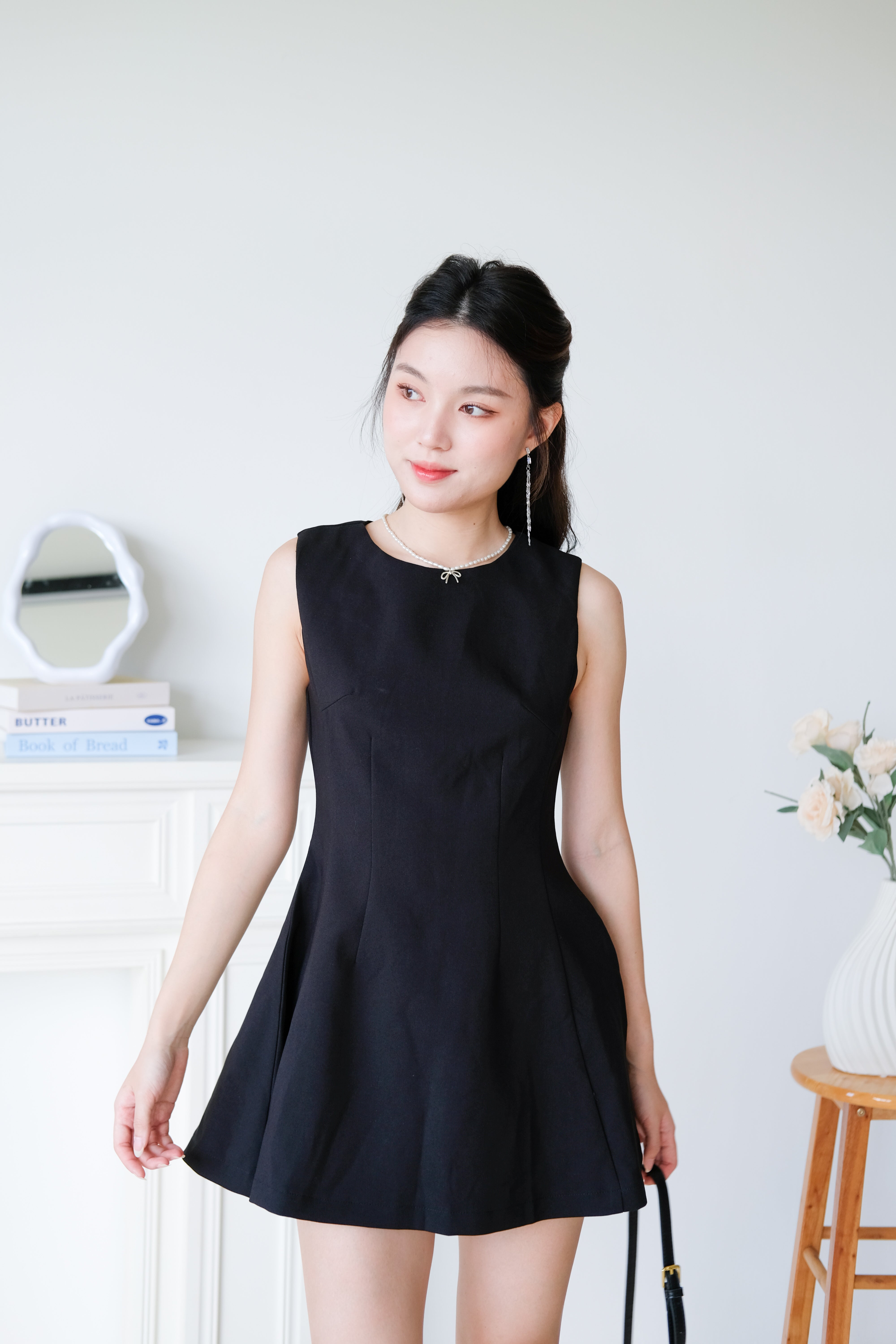 Tasya Skater Dress (Black)