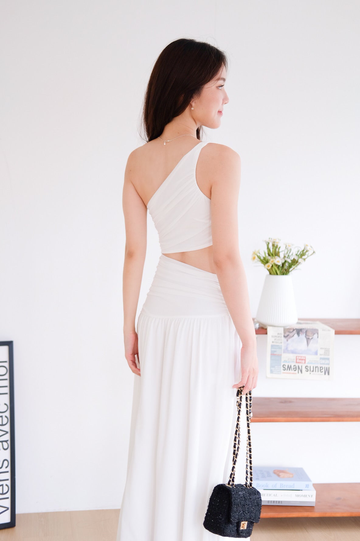 Eclipse Toga Cut Out Maxi Dress (White)