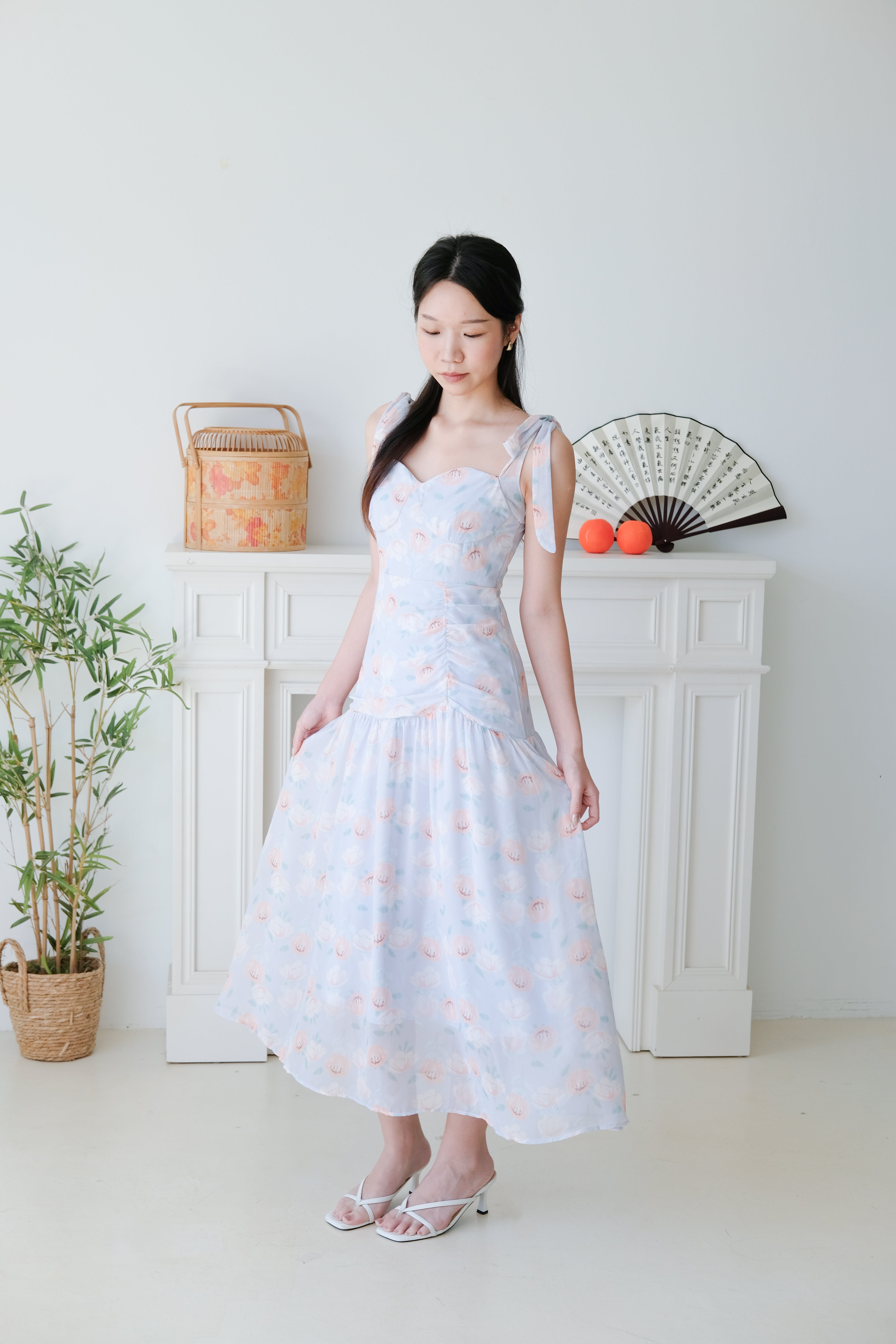 Melody Sweetheart Floral Maxi Dress (Baby Blue)