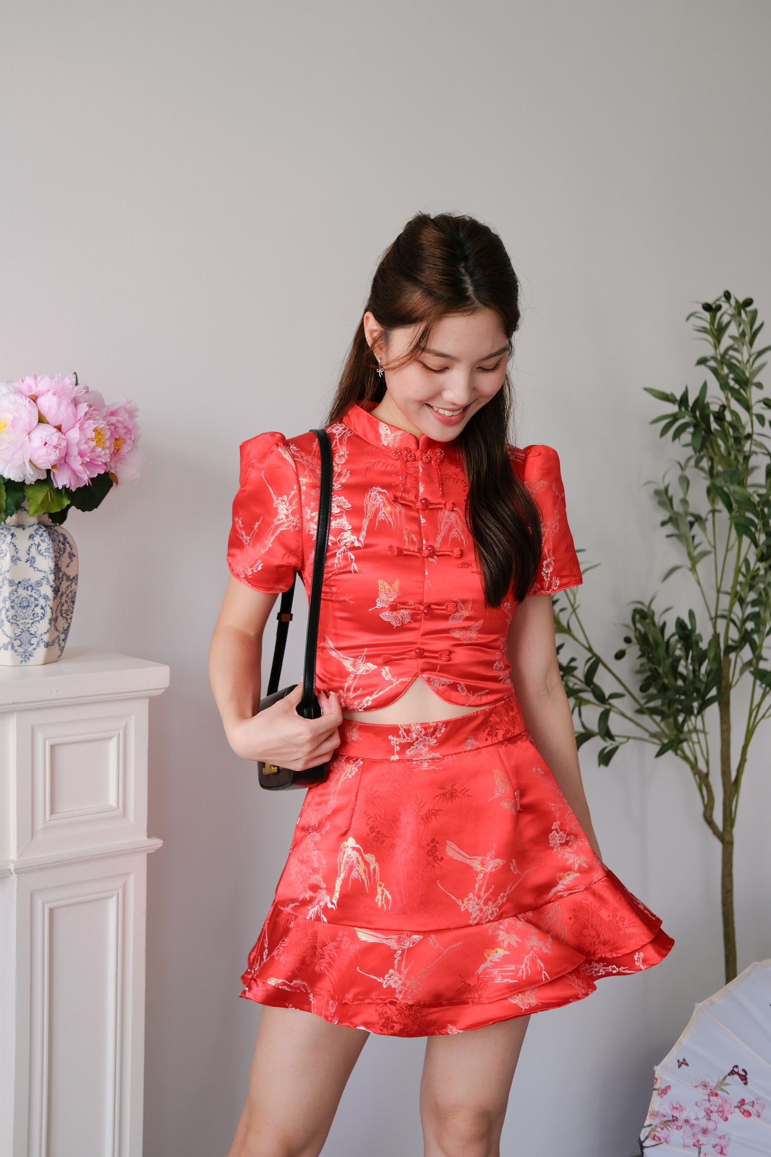 [ETA 5 Jan] Shu Ran Sleeved Cheongsam Top (Red)