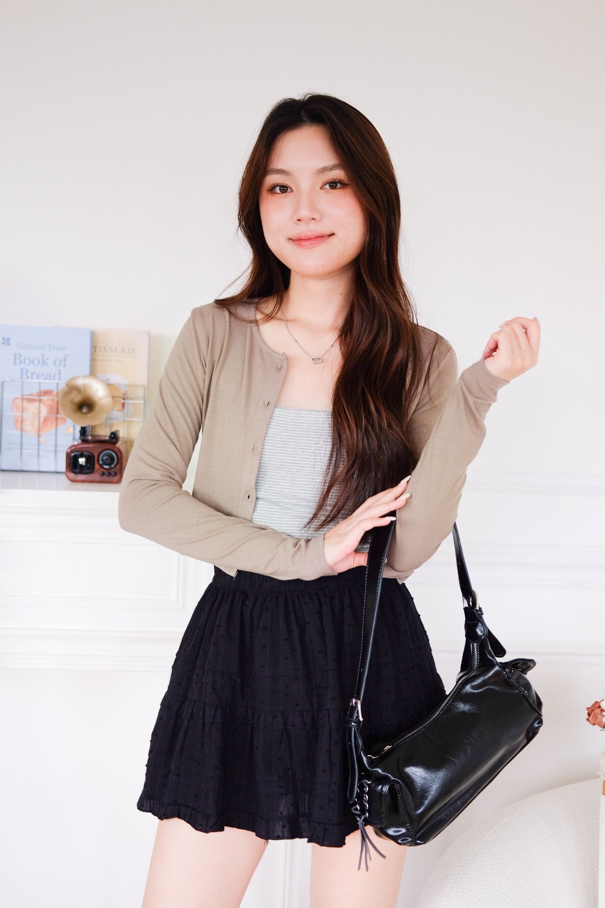 Isla Button Cardigan (Smoky Green)