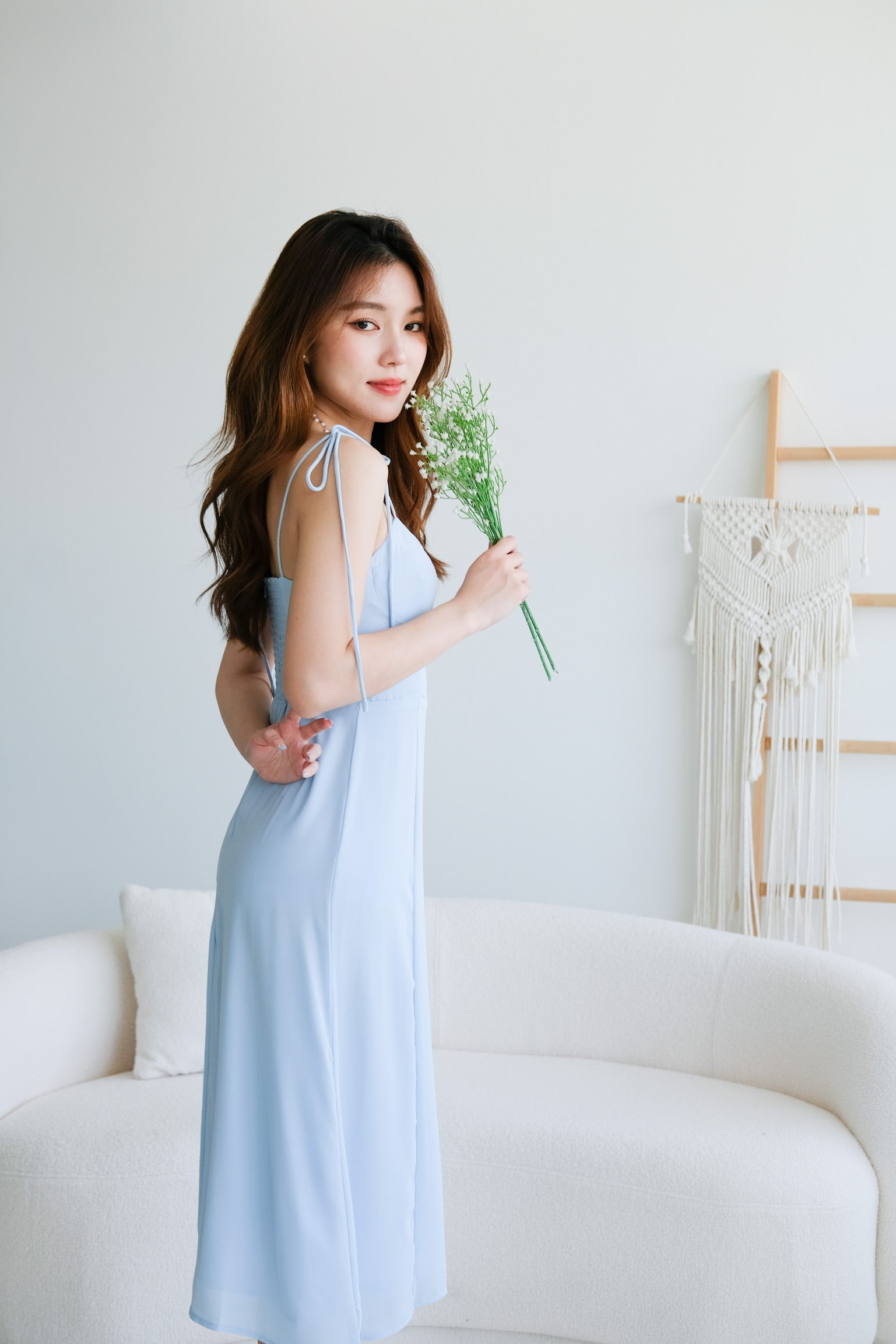 Lauren Slit Midi Dress (Sky Blue)