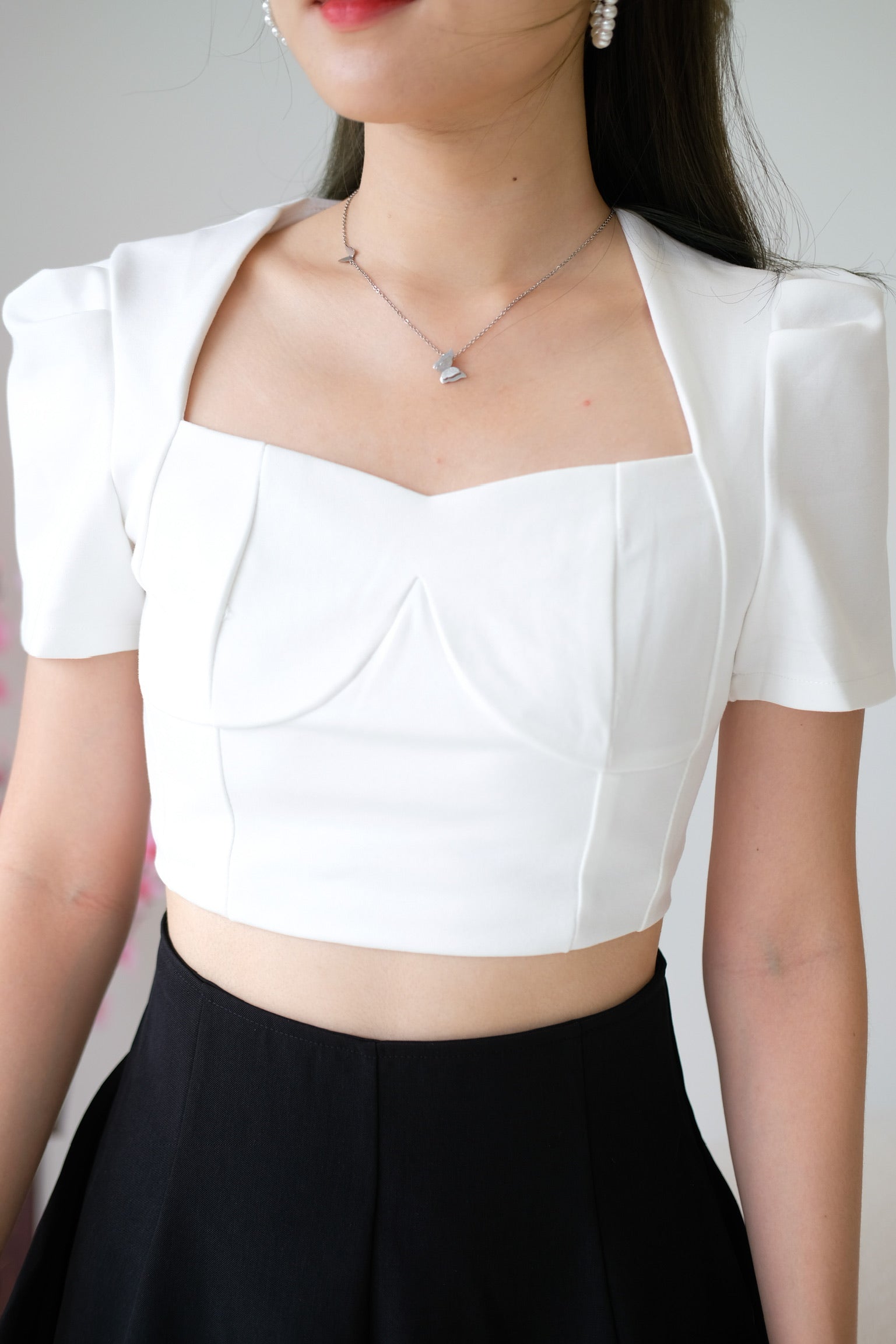 Eve Square Neck Crop (White)