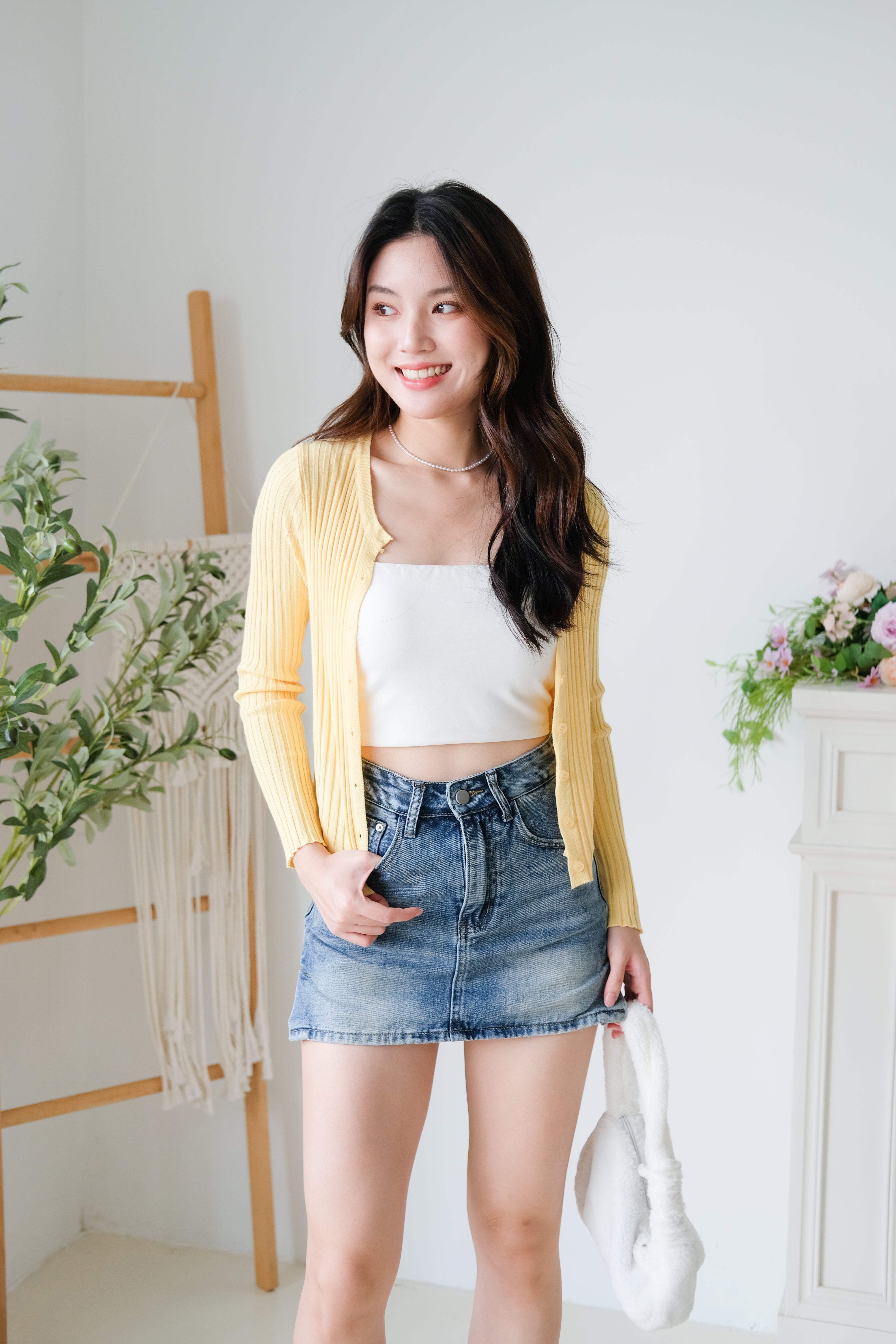 Soft Hour Knit Ribbed Cardigan (Yellow)