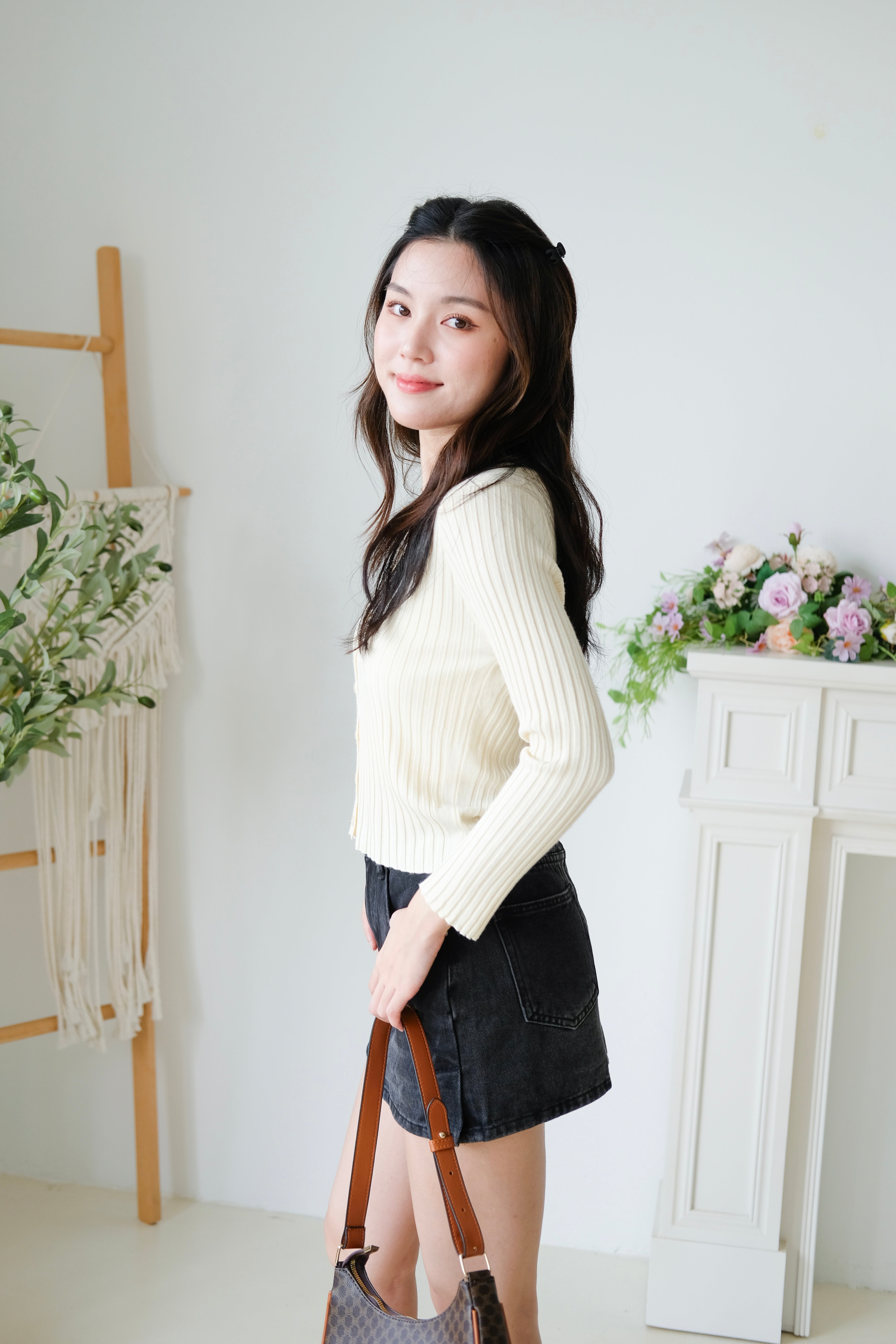 Soft Hour Knit Ribbed Cardigan (Cream)