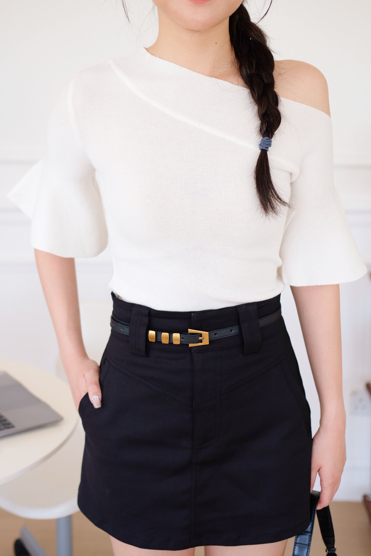 Maya Belt Pocket Skirt (Black)