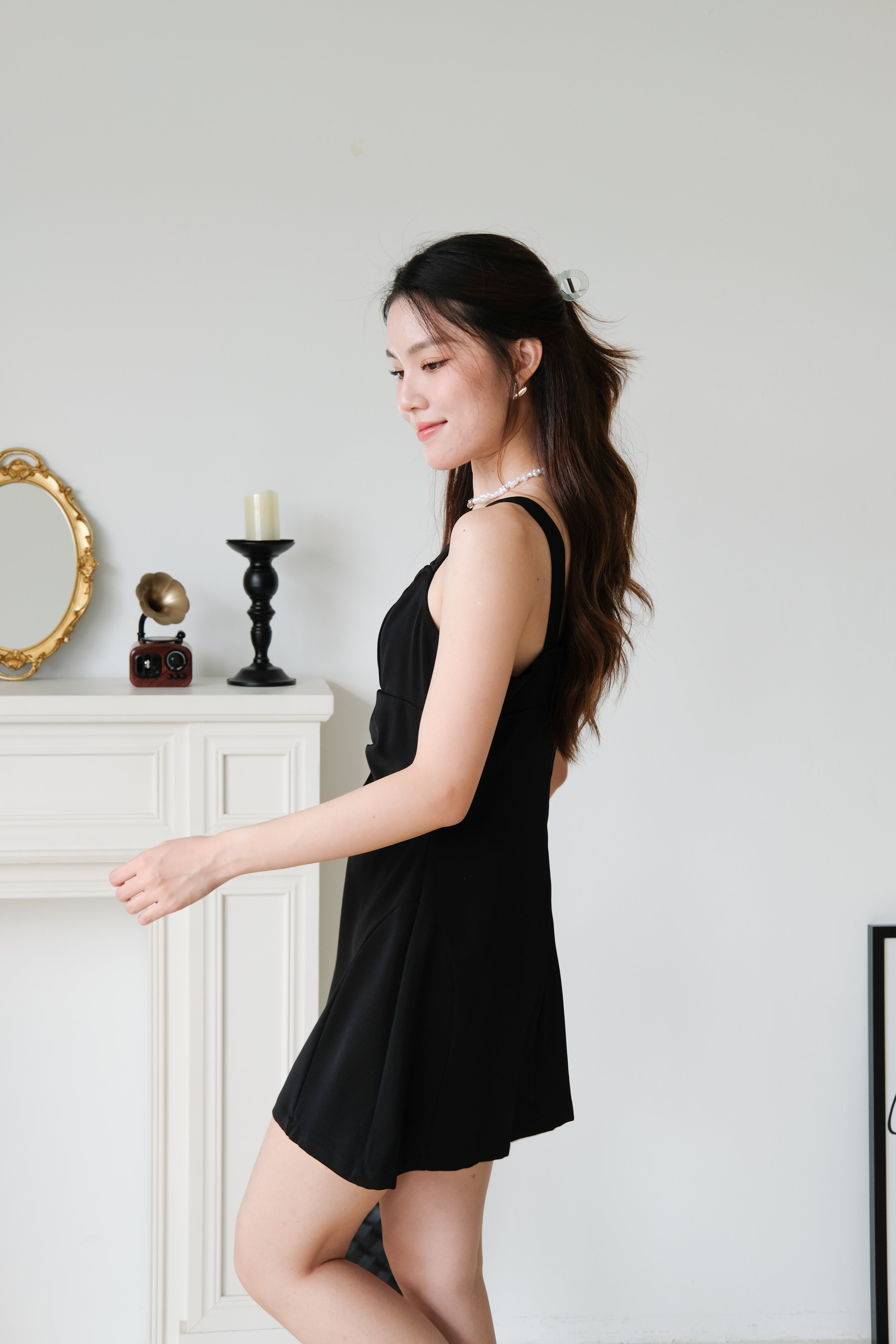 Kailey Vintage Button Dress (Black)