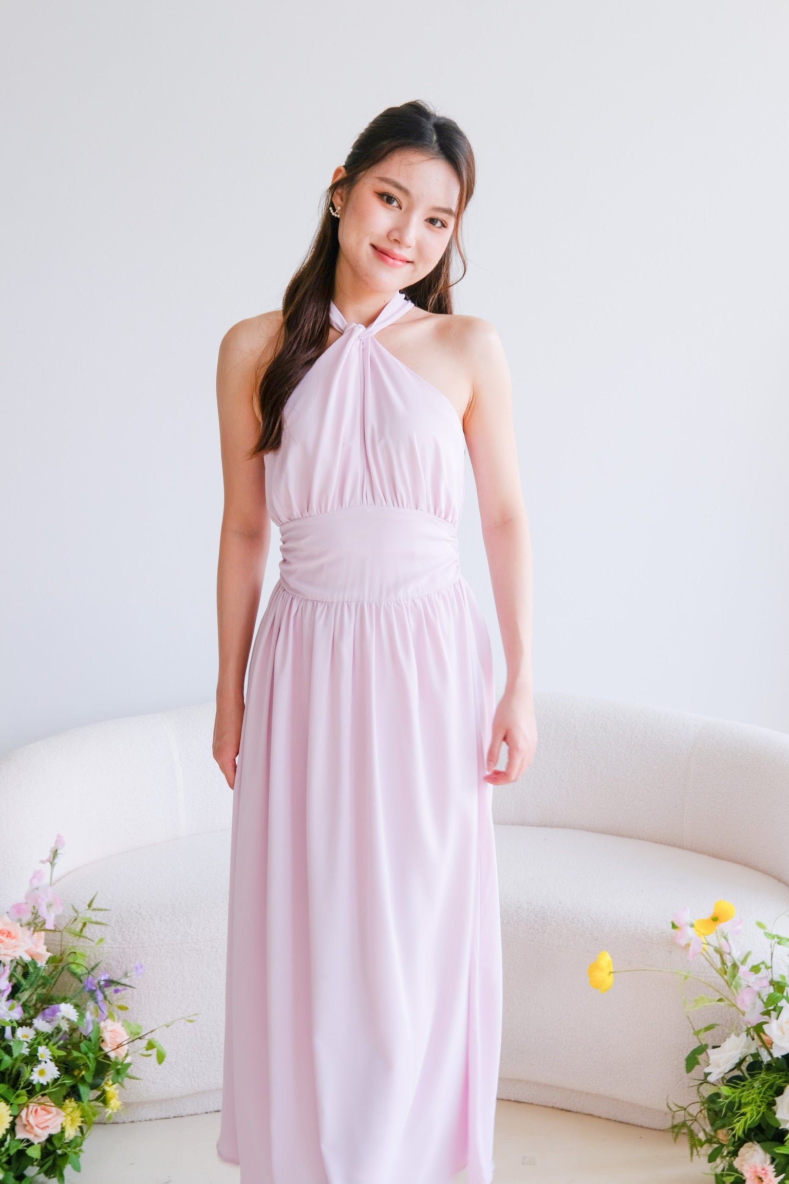 Fiona Halter Flare Maxi Dress (Peony Pink)