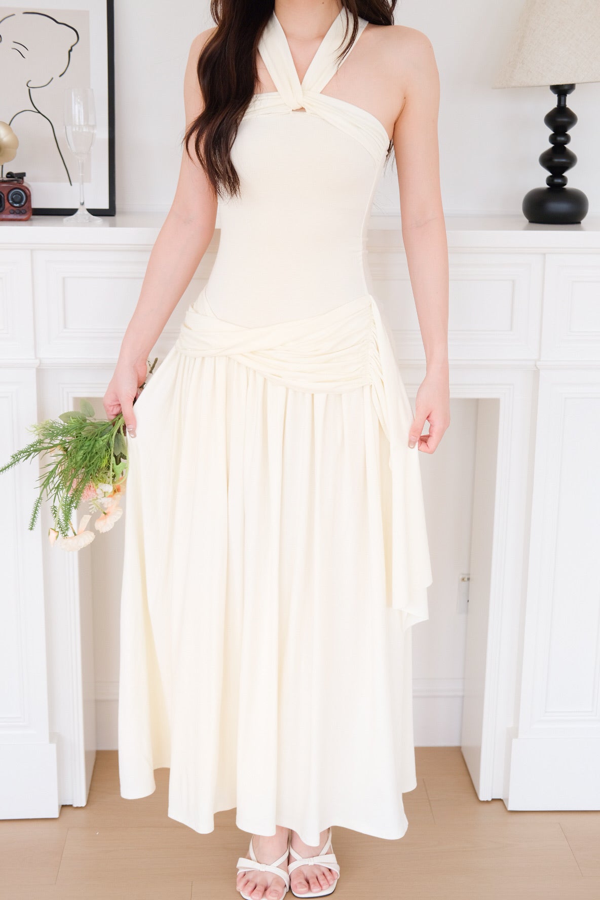 Jessy Toga Cotton Maxi Dress (Pastel Cream)