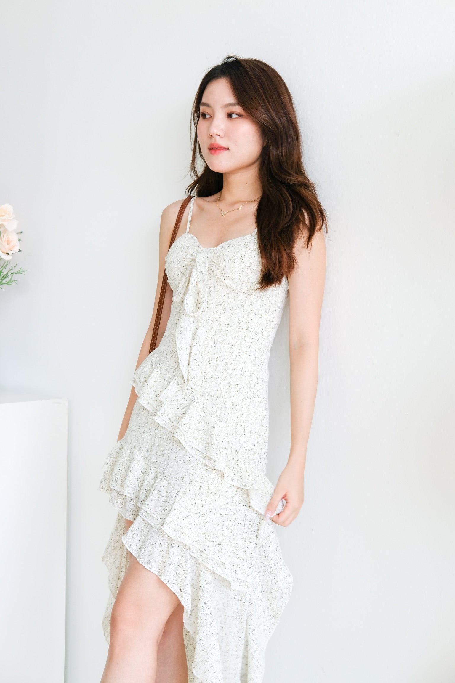 Irene Ruffle Layered Dress (Cream)