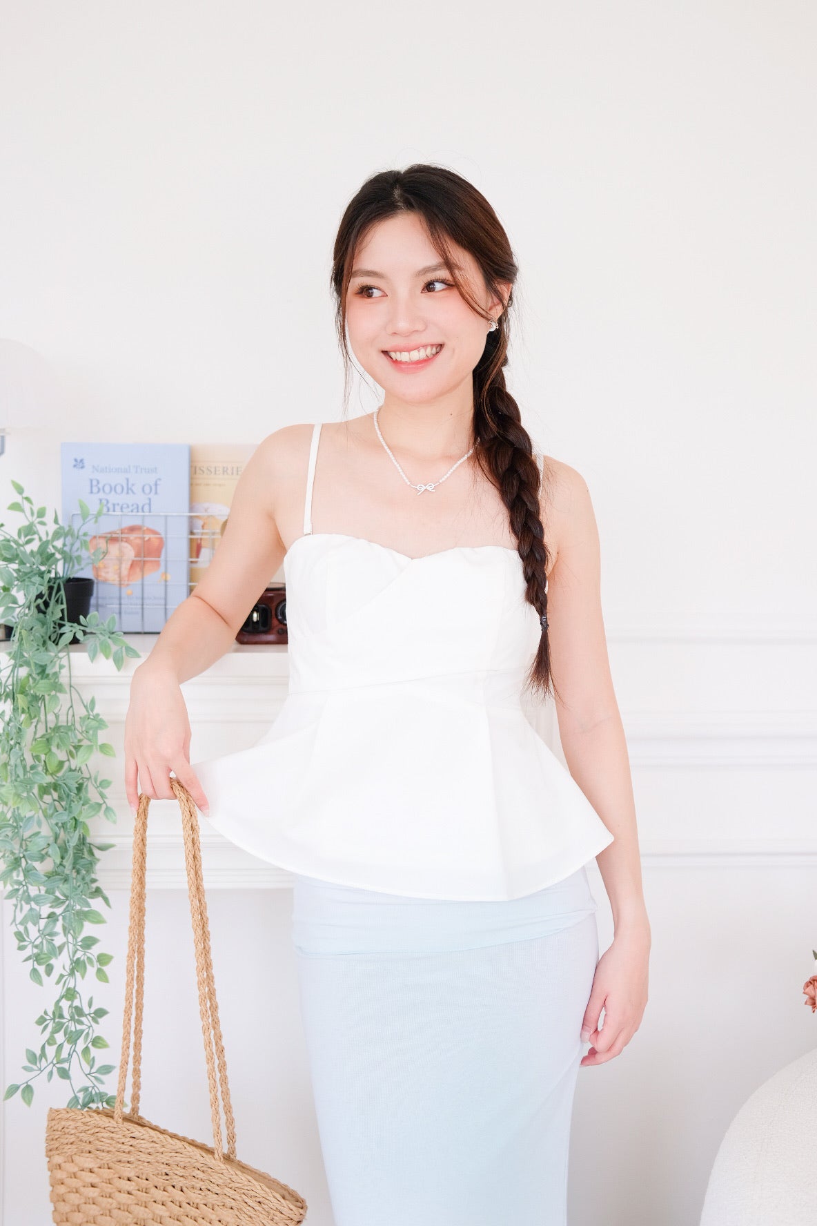 Riviera 2 Ways Padded Peplum Top (White)