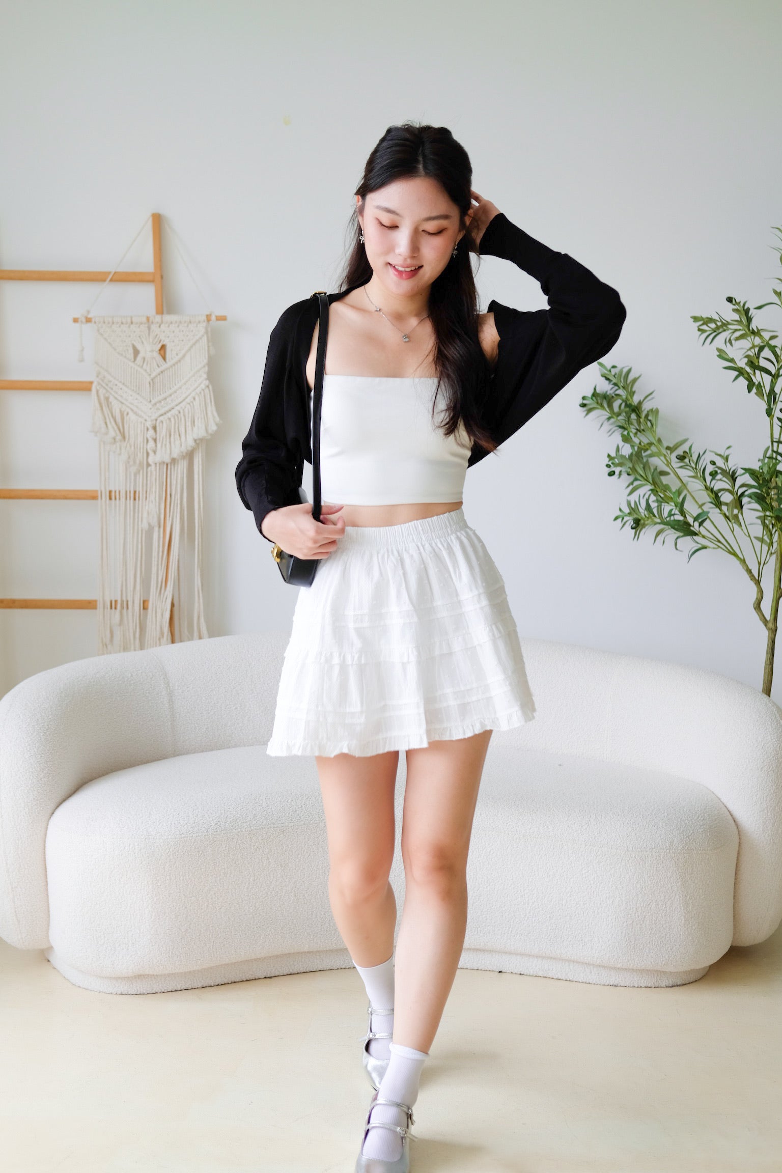 Lesley Eyelet Skater Skirt (White)