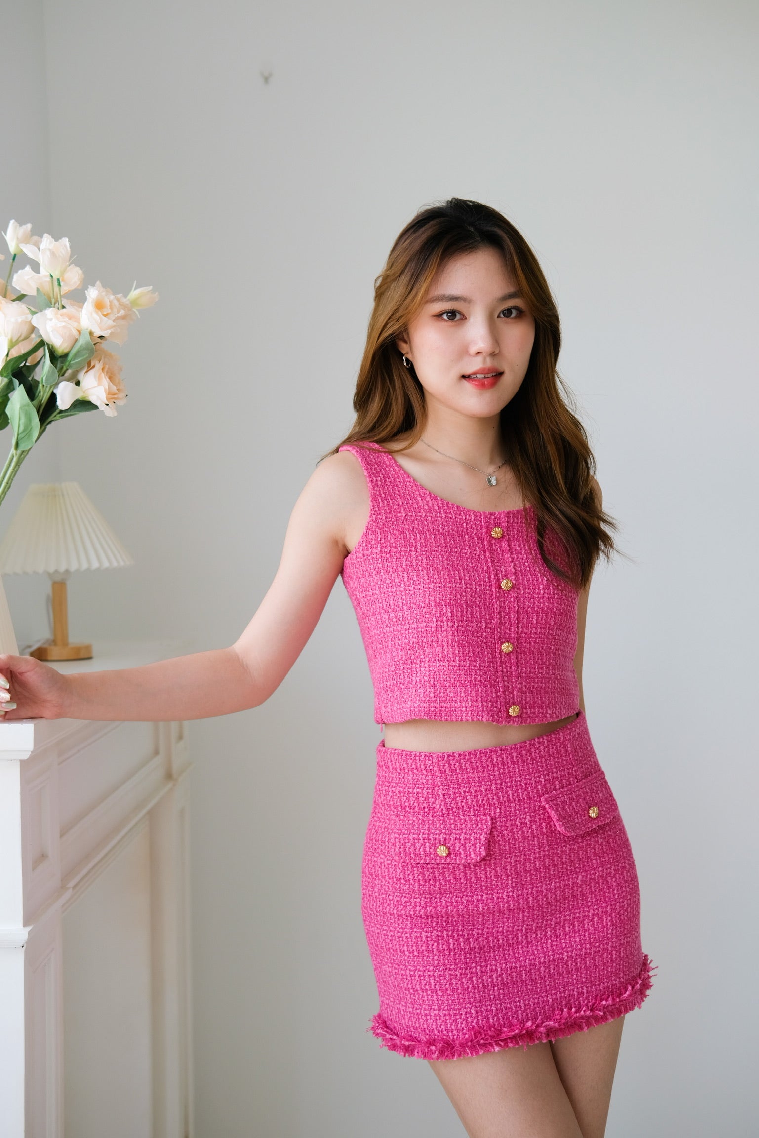 Hanna Tweed Set (Hot Pink)