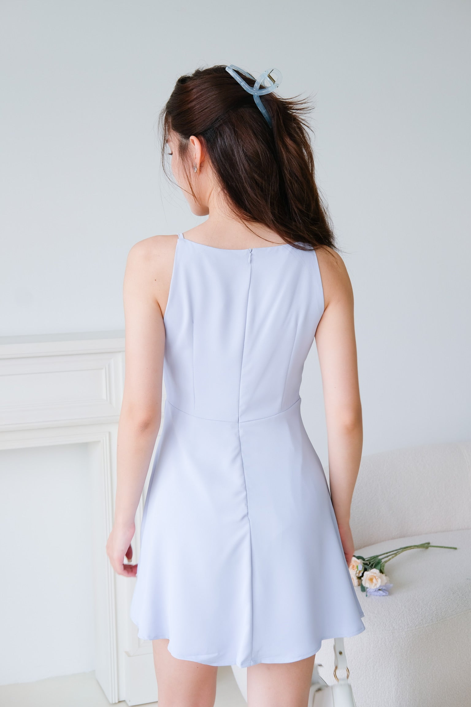 Stella Boatneck Flare Dress (Cornflower Blue)