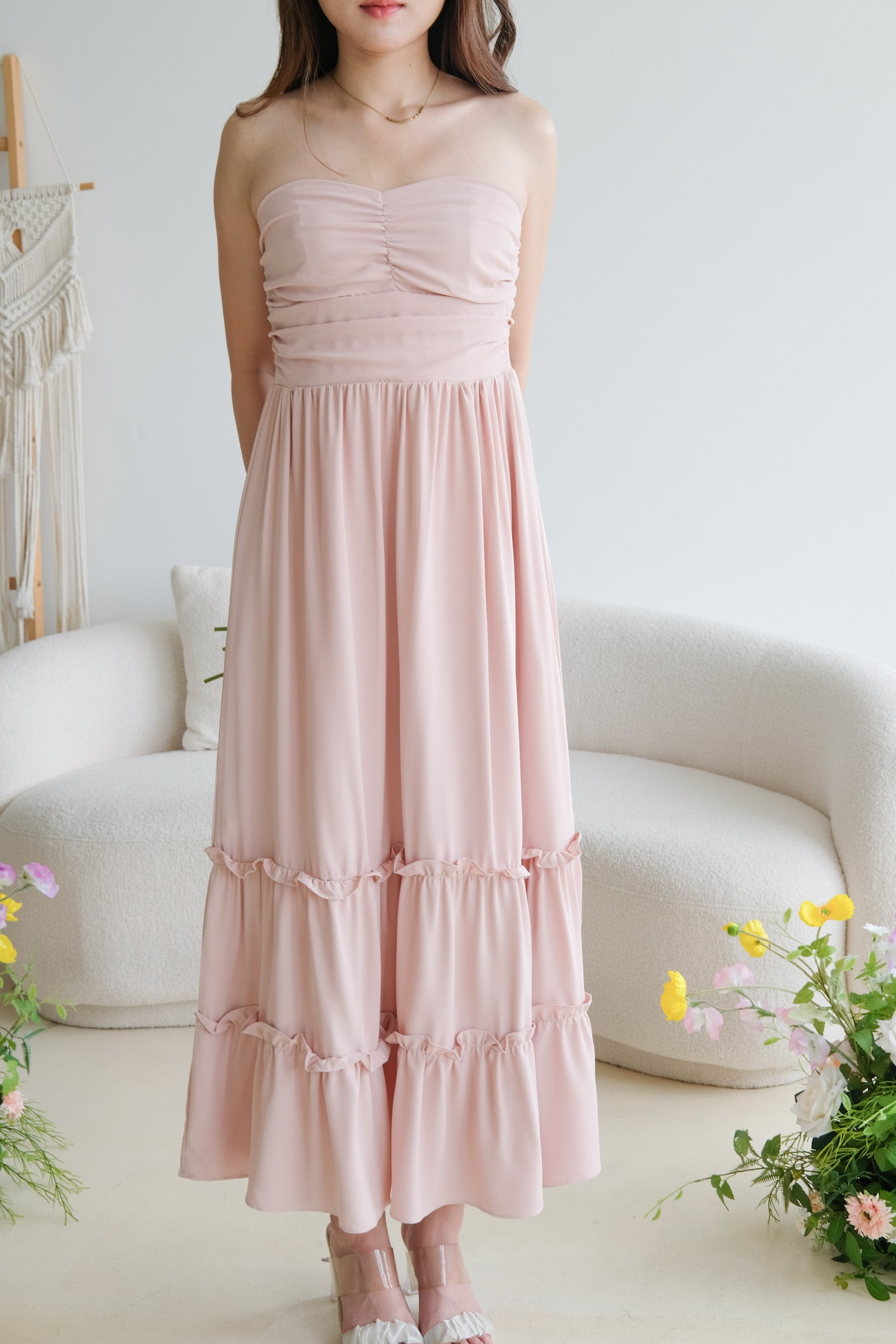 Anna Sweetheart Tube Maxi Dress (Dusty Pink)