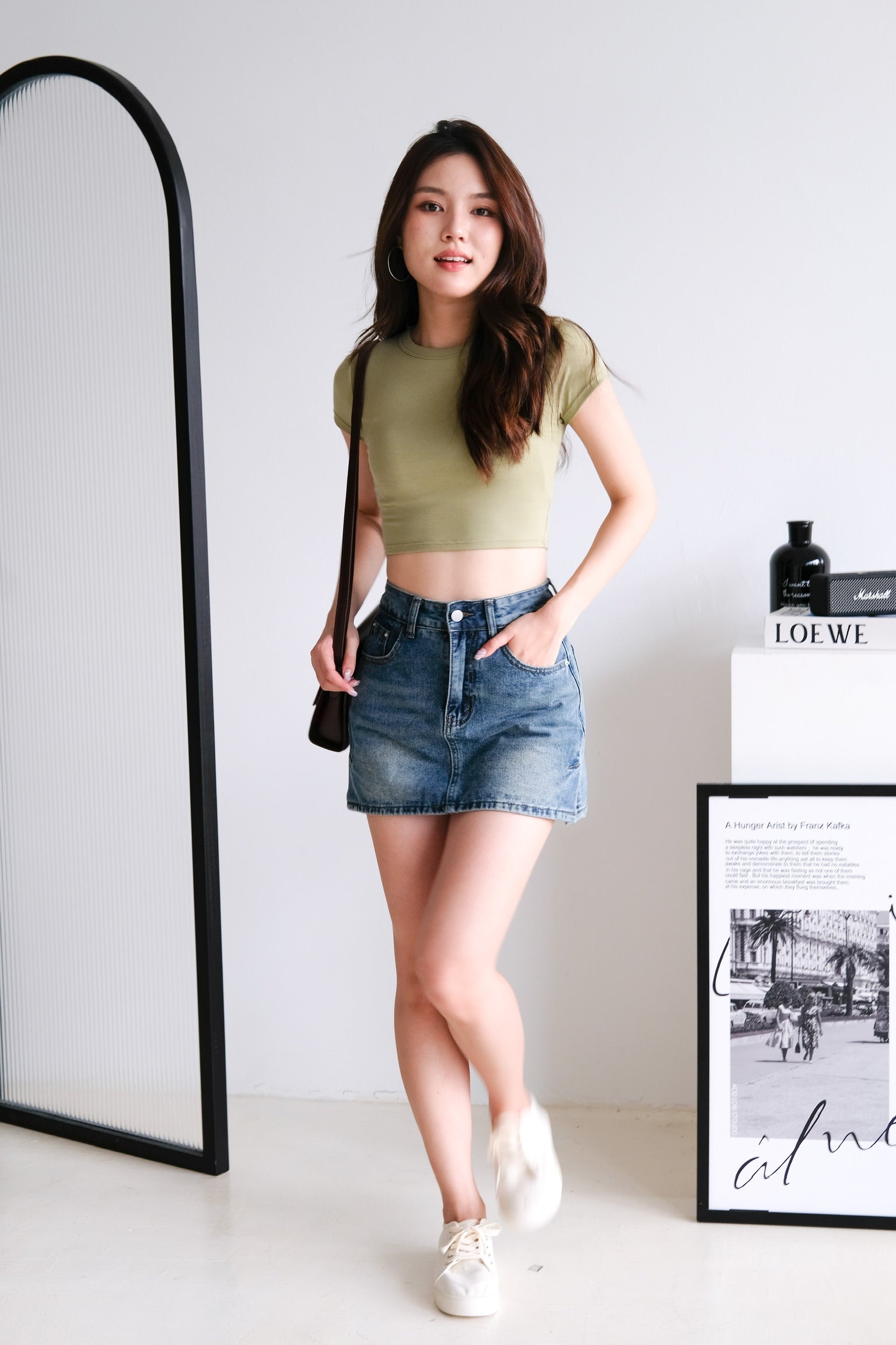 Beth Padded Crop Tee (Pistachio Green)