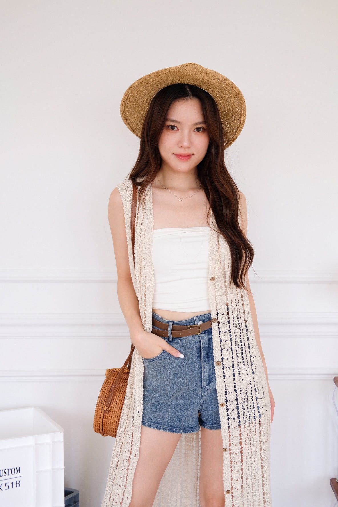 Romania Crochet Maxi Outerwear (Beige)