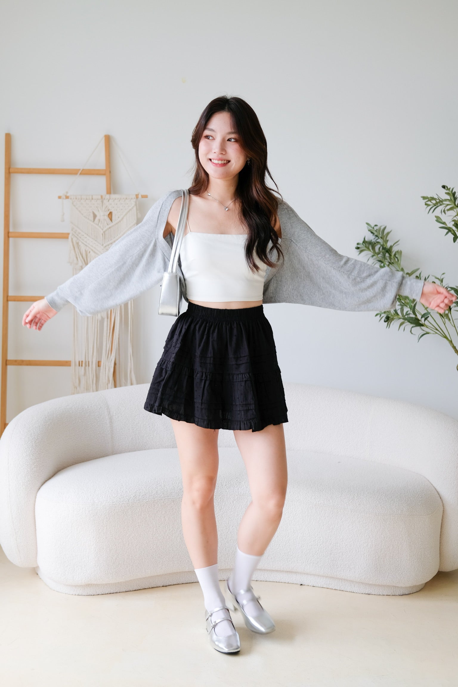 Blaire Bolero Cotton Cardigan (Grey)