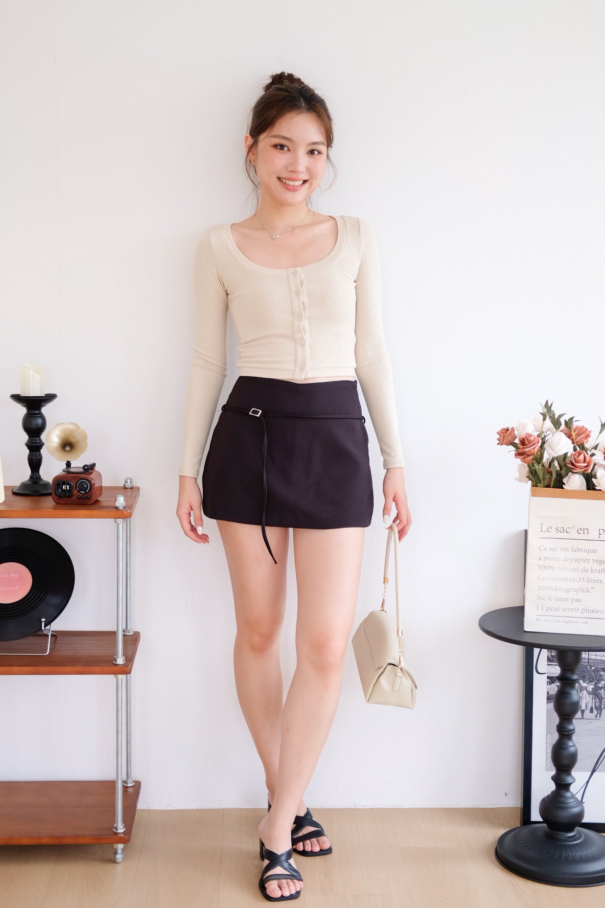 Tasha Mini Belt Skort (Black)