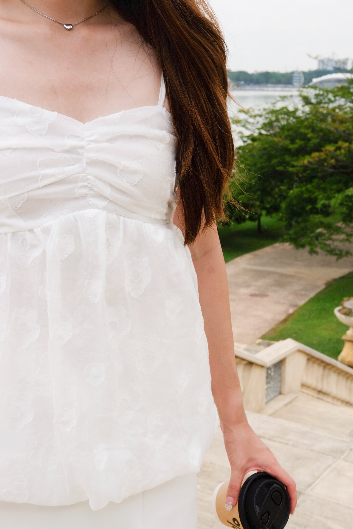 Joey Organza Bubble Babydoll Top (White)