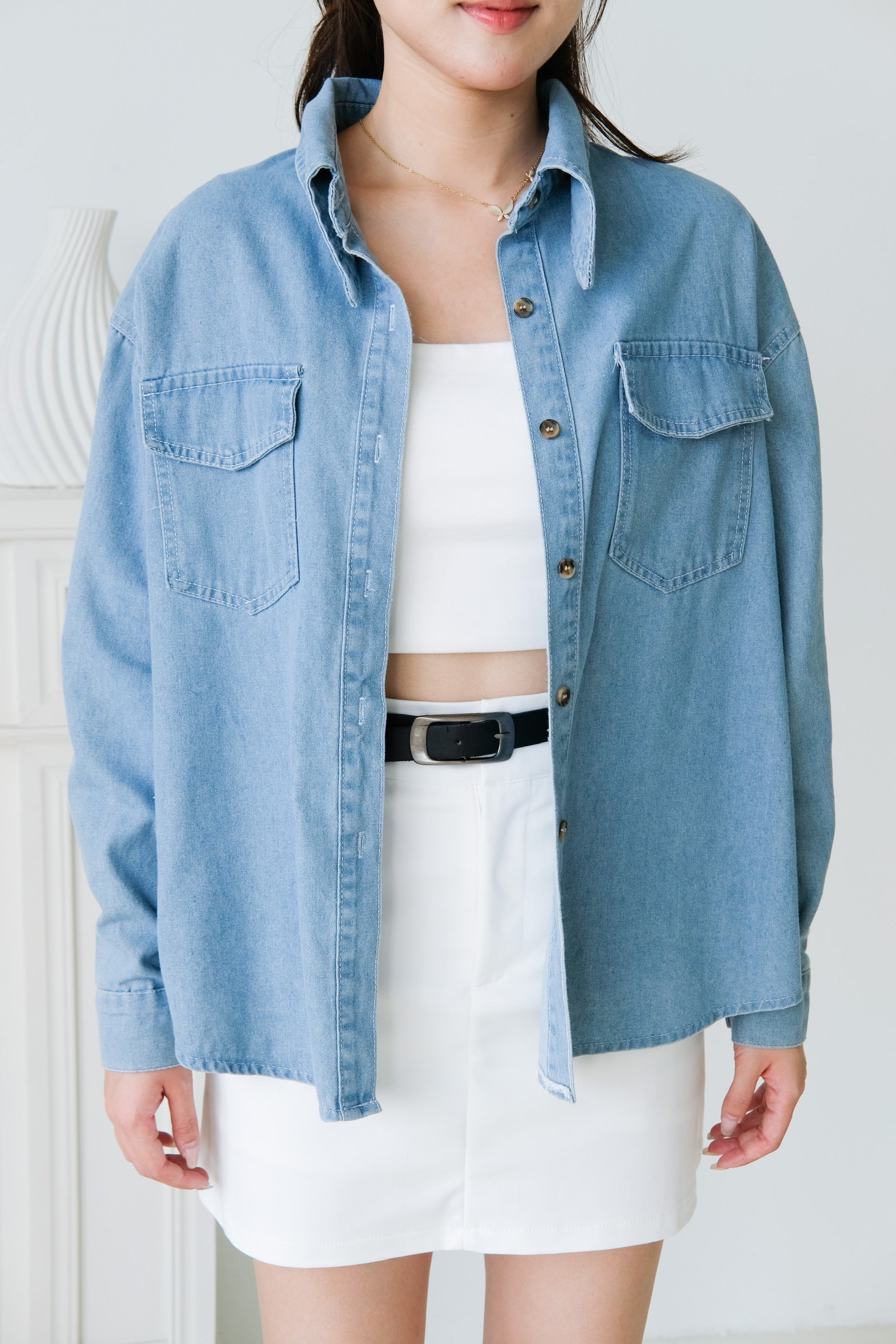 Brooklyn Collared Denim Shirt (Blue)