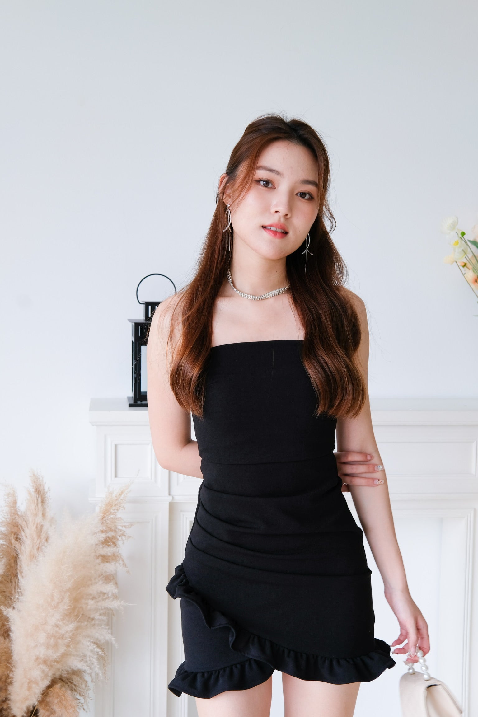 Cynthia Ruffle Tube Dress (Black)