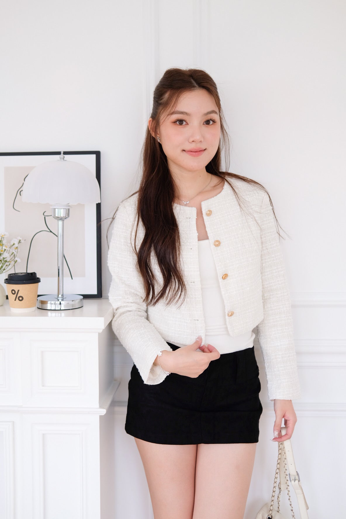 Éclair Tweed Outerwear (Cream) [ETA 10 Sept]