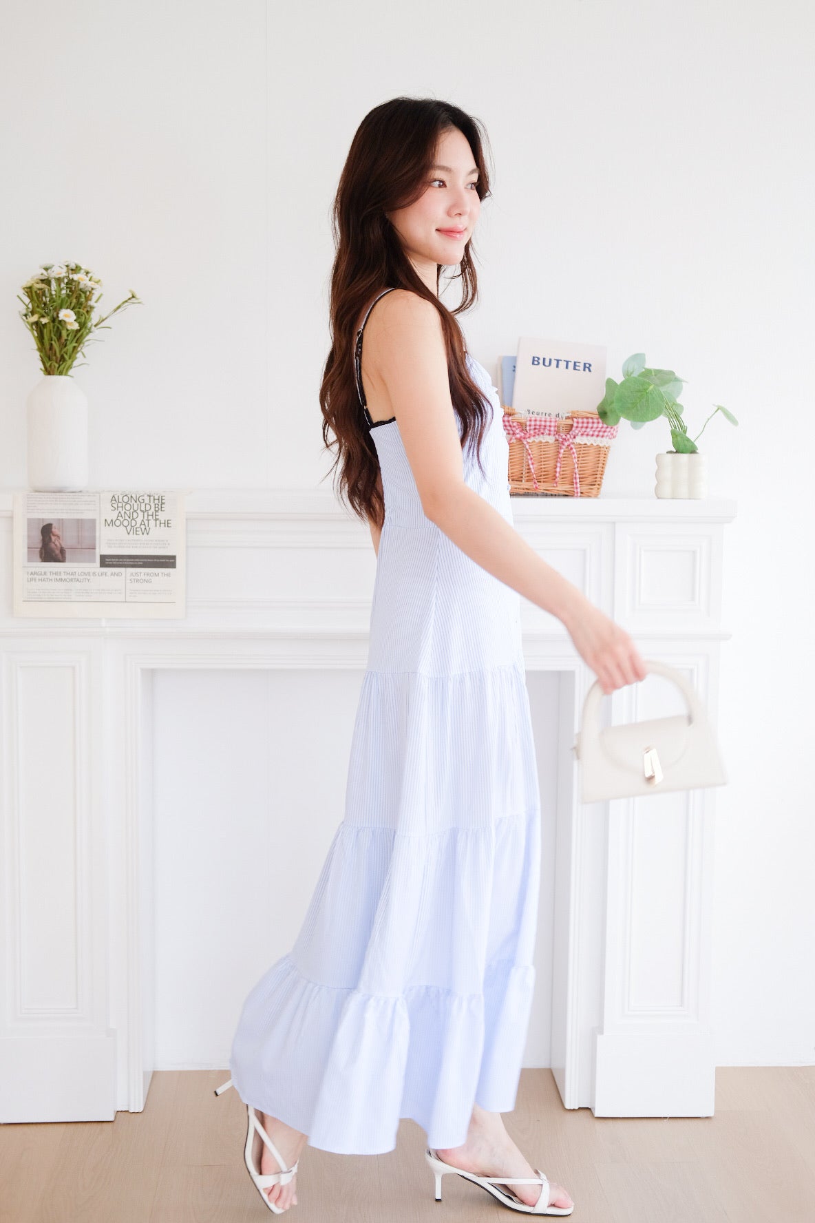 Celestia Stripes Contrast Maxi Dress (Blue)