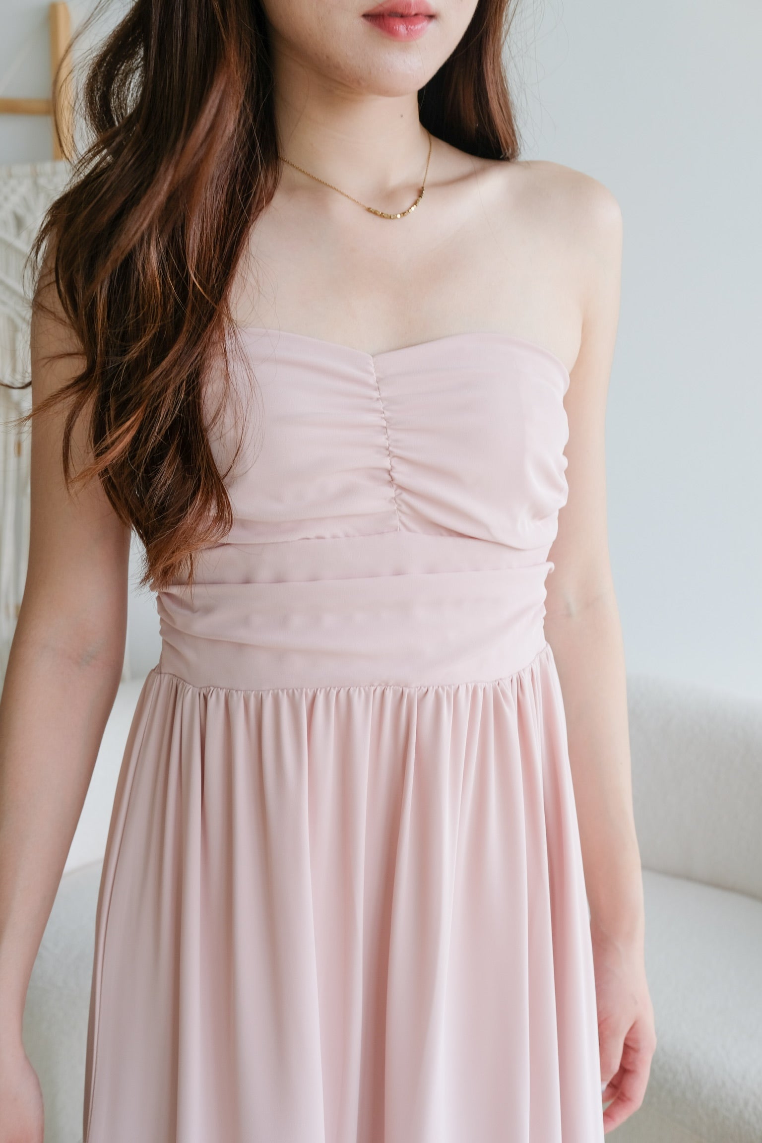 Anna Sweetheart Tube Maxi Dress (Dusty Pink)