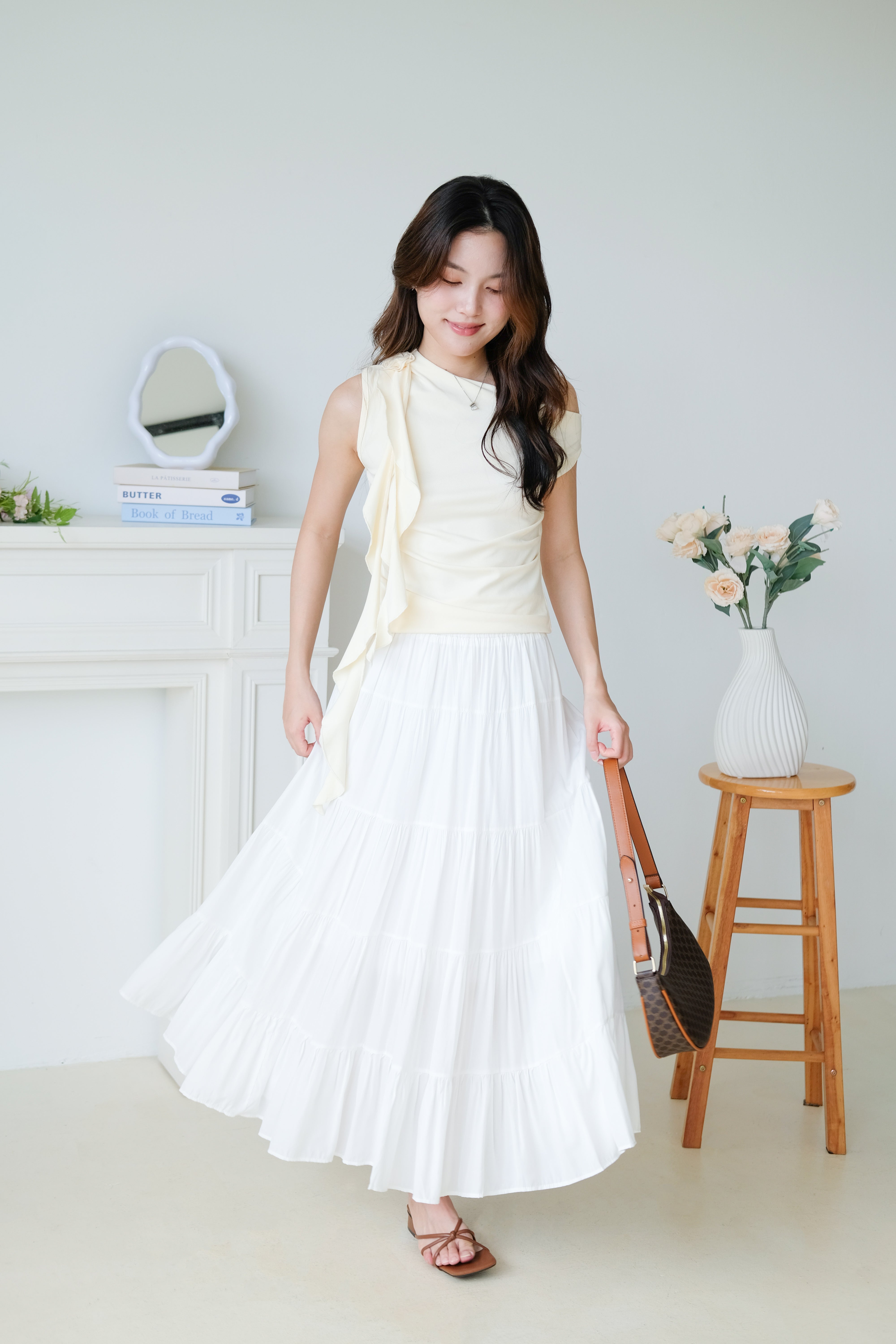 Elora Ruffle Toga Top (Cream)