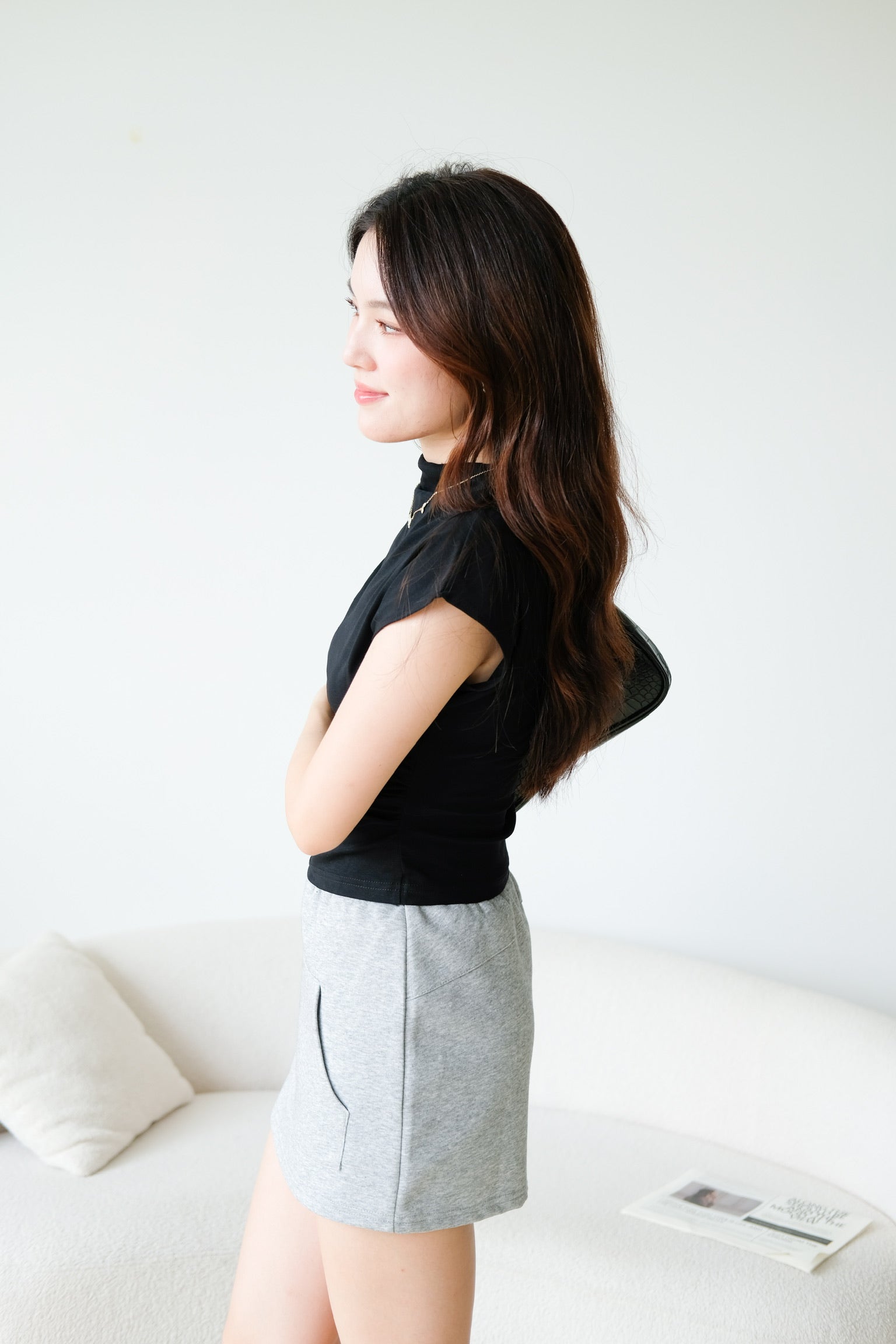 Lucca Batwing High Neck Shirt (Black)