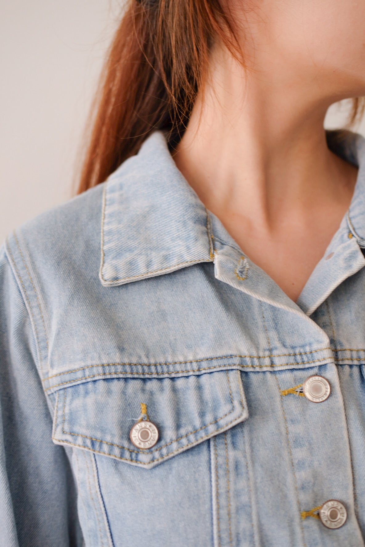 Cropped Denim Jacket with Buttons