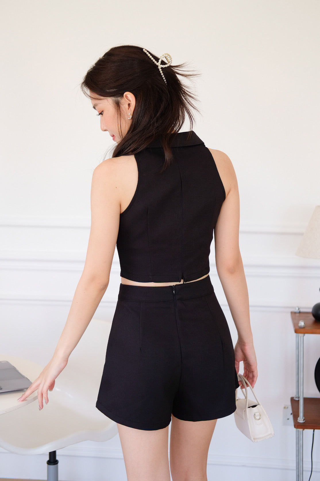 Sherina Vest Skort Set (Black)