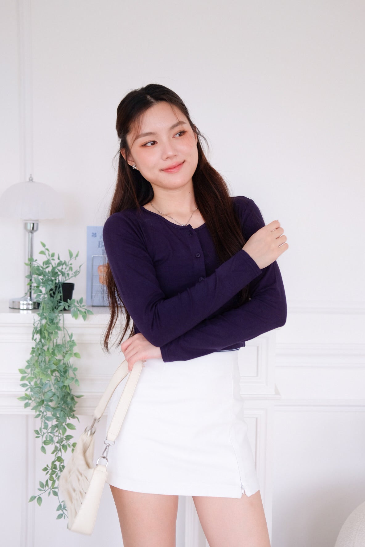 Isla Button Cardigan (Navy Blue)