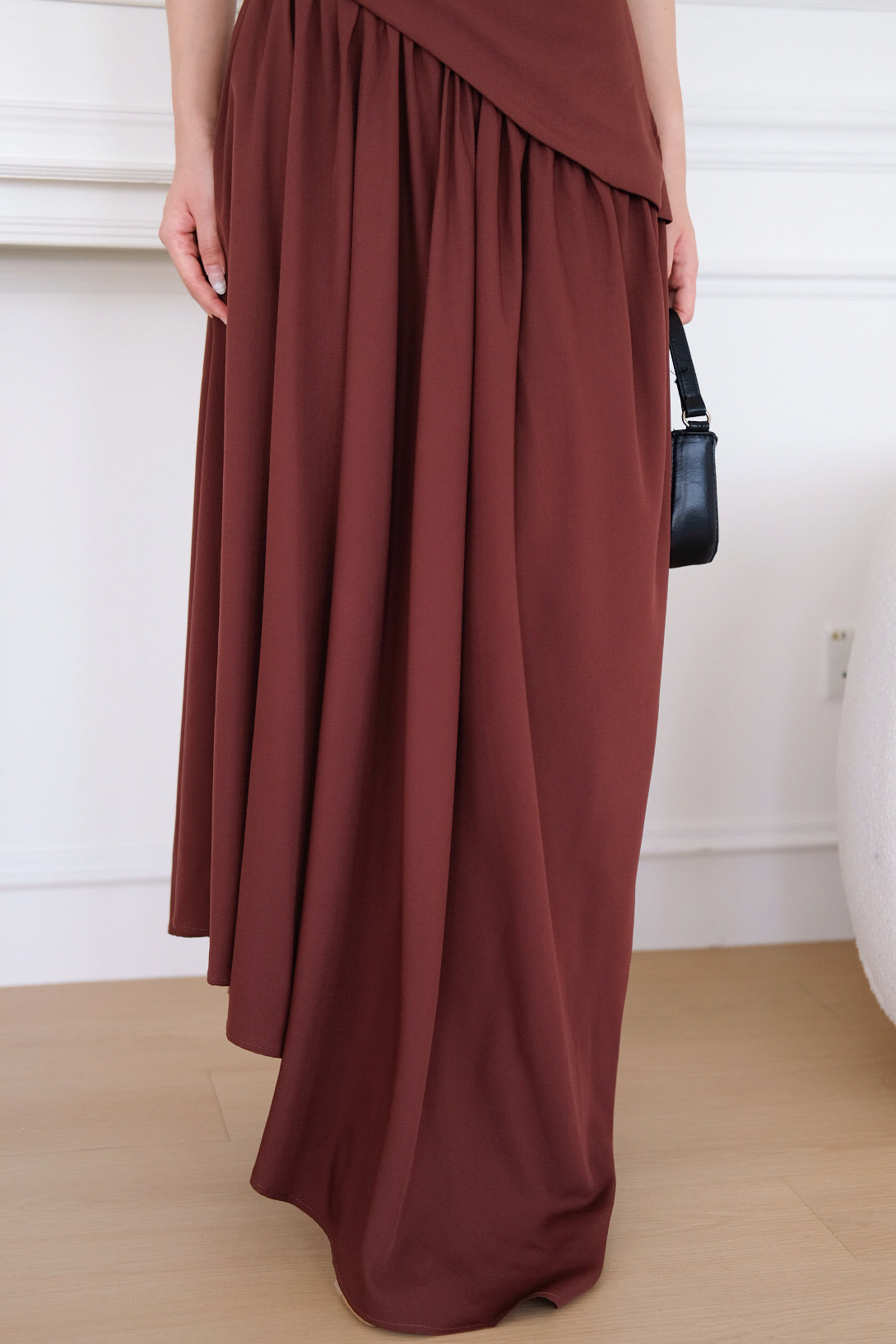 Kellie Asymmetrical Tube Maxi Dress (Mocha)