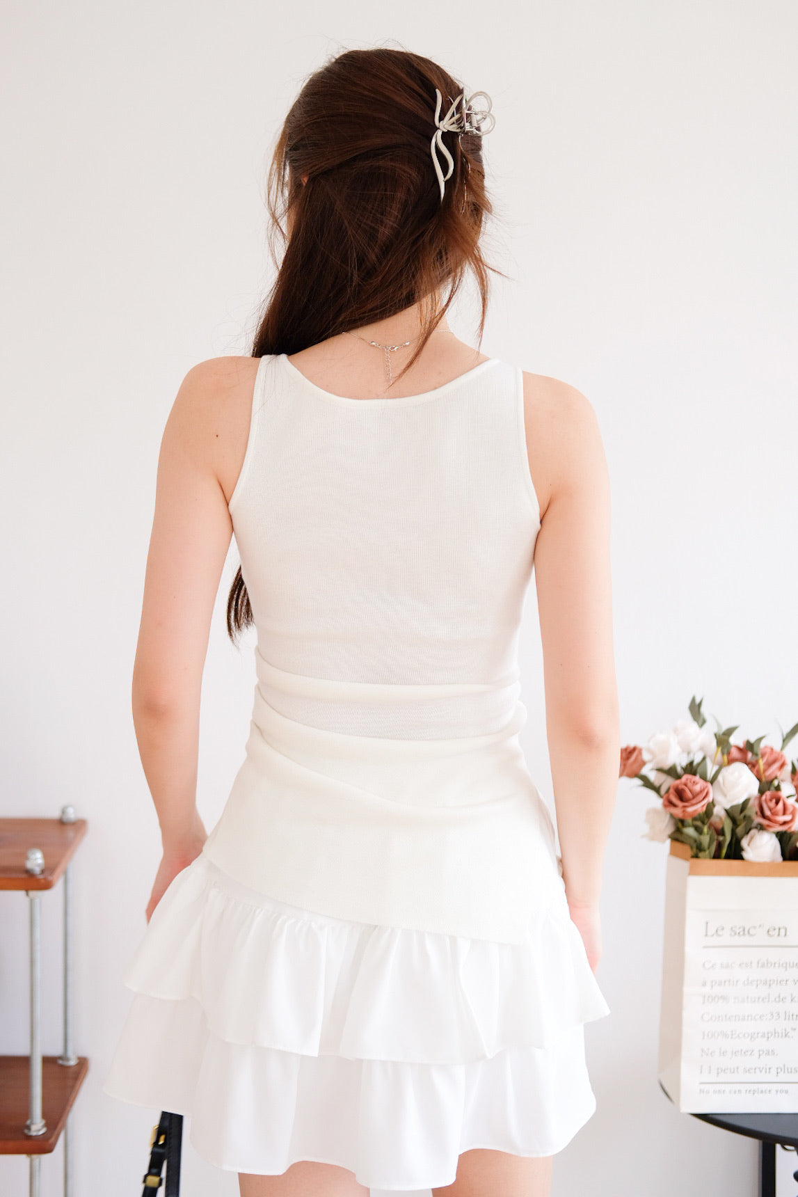 Velisse Boatneck Ruched Top (White)