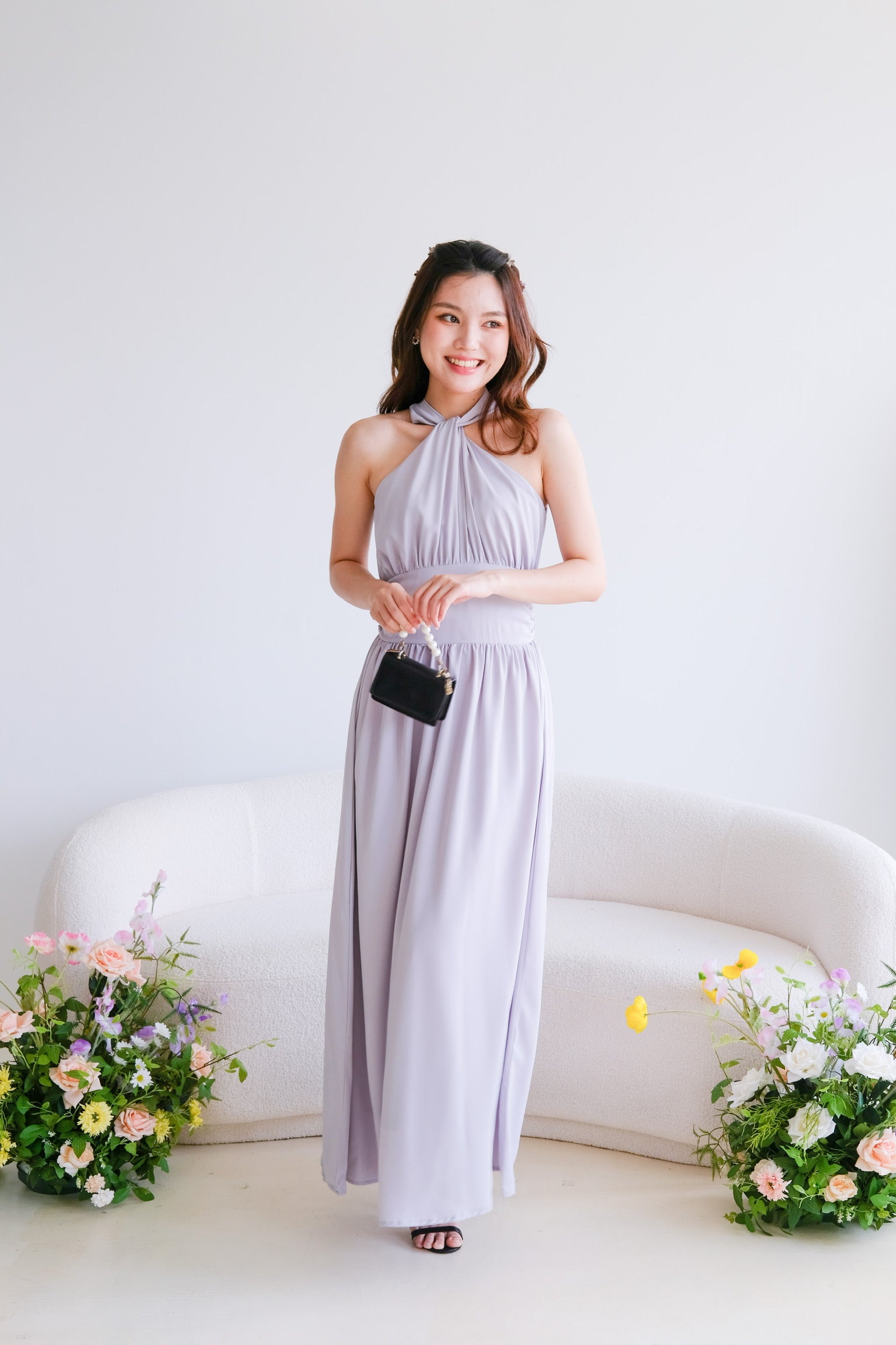 Fiona Halter Flare Maxi Dress (Lavender Haze)