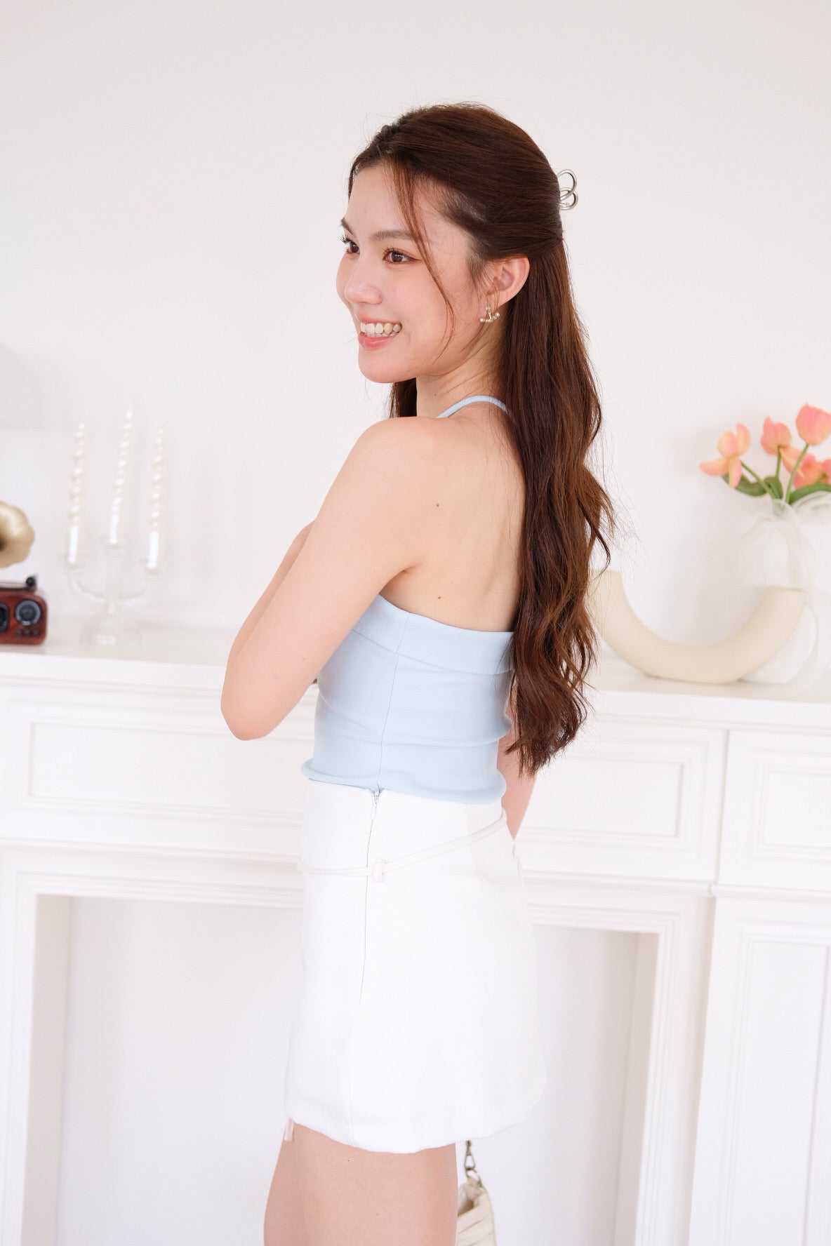 Sovanna Asymmetrical Cami Crop (Baby Blue) [ETA 12 Sept]
