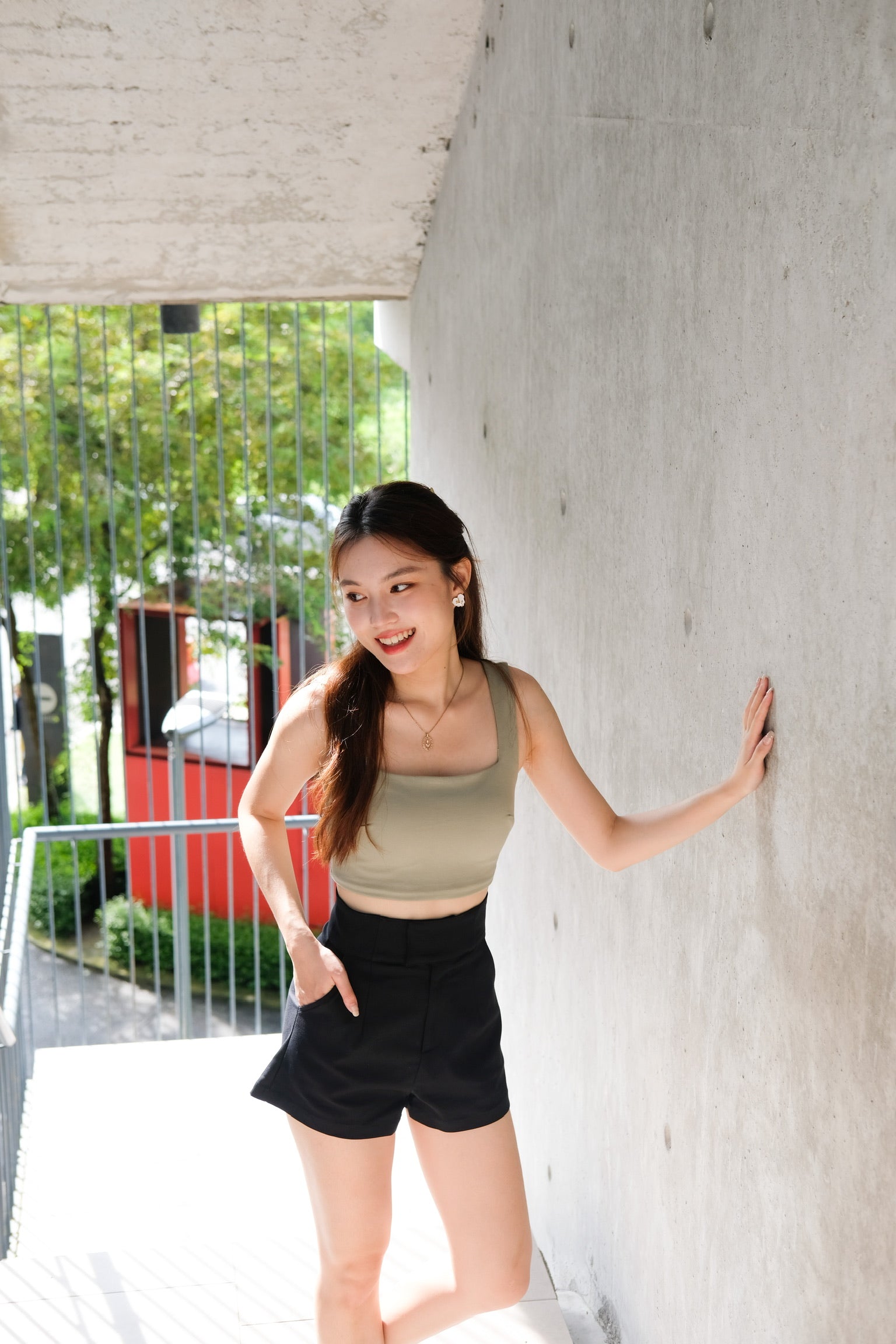 Classic Padded Cami Top (Avocado Green)