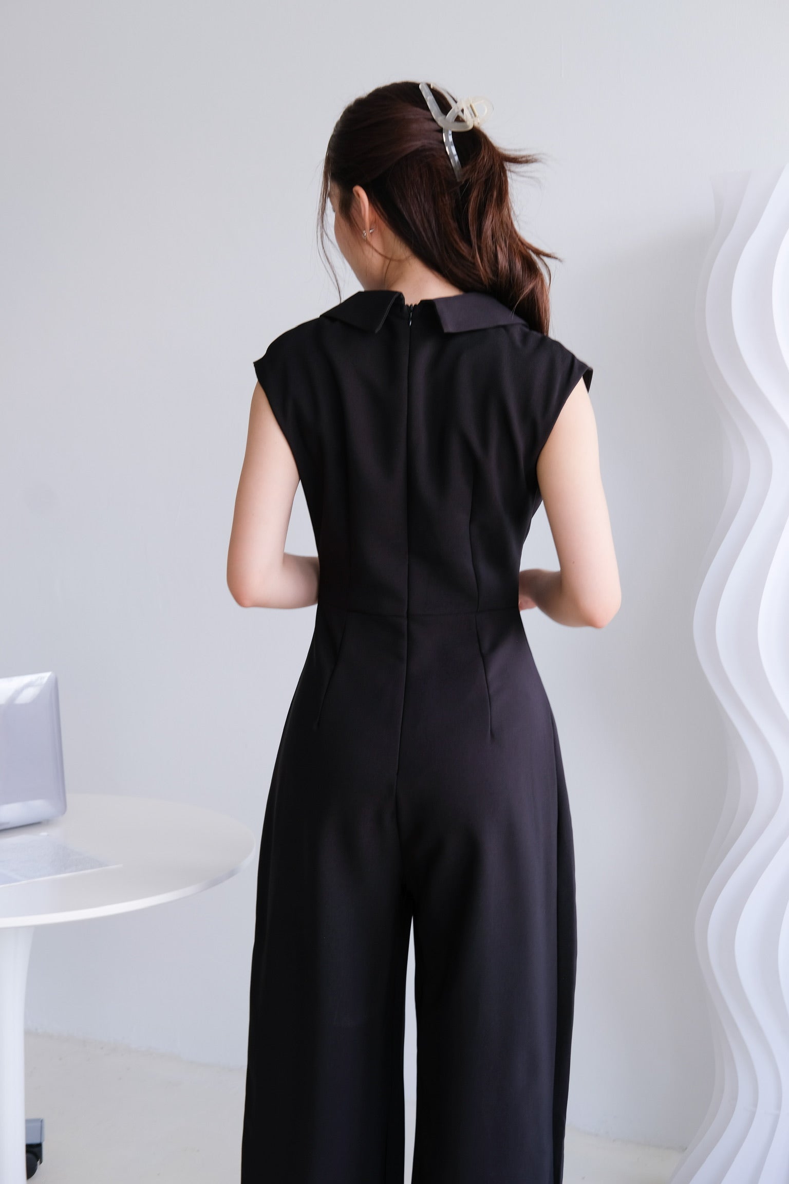 Constance Straight Leg Work Romper (Black)