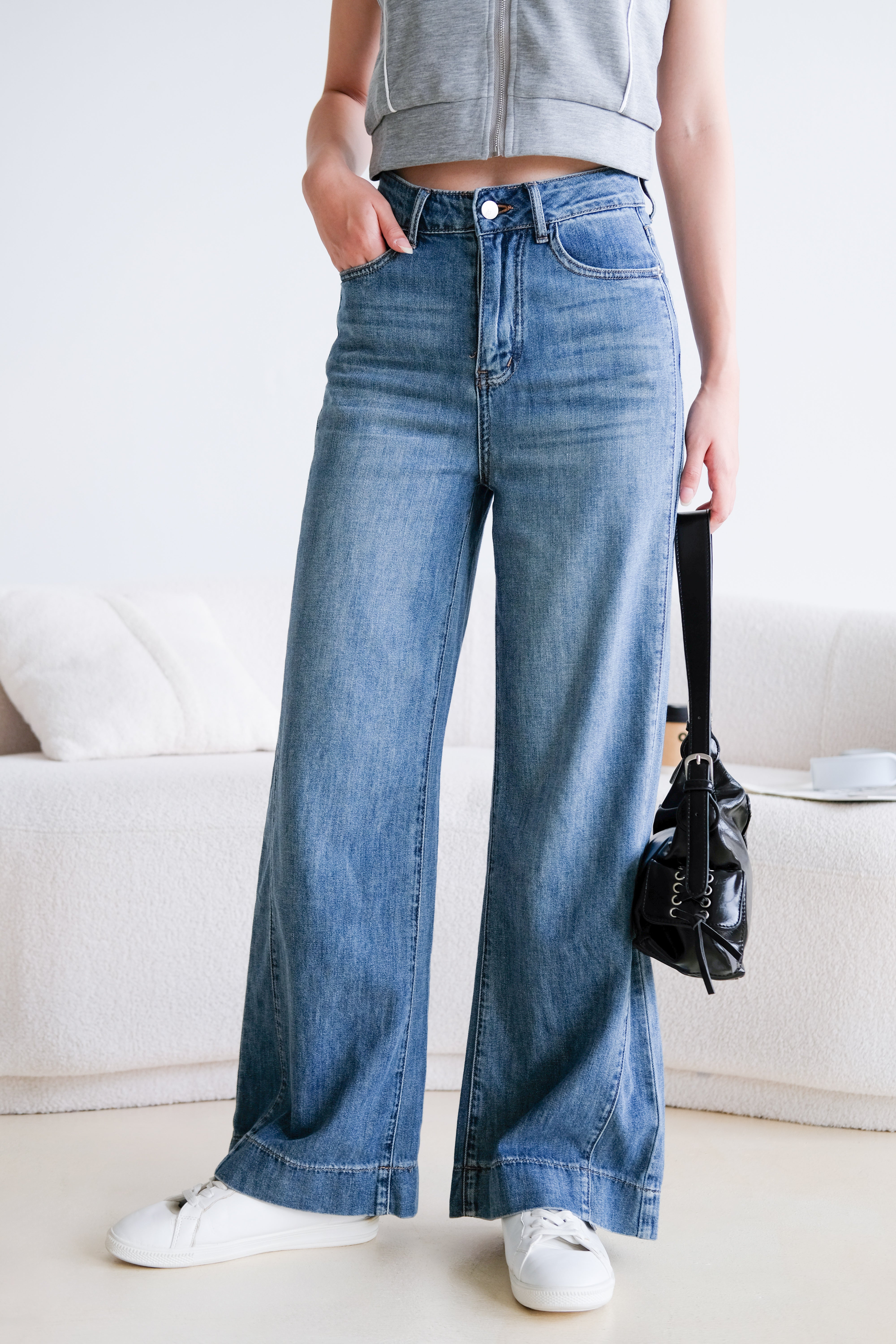 Time Out Flare Soft Denim Jeans (Dark Blue)