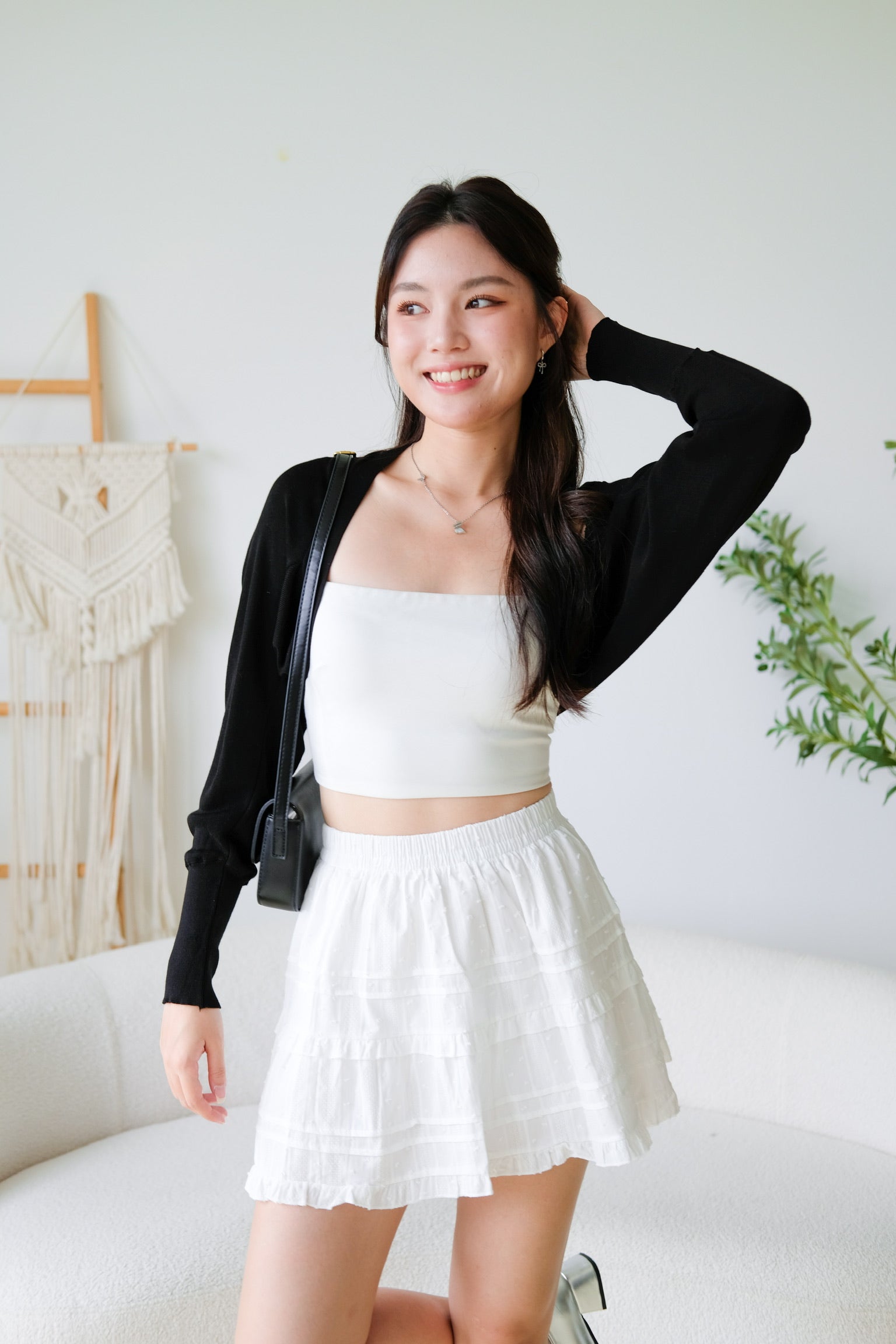 Blaire Bolero Cotton Cardigan (Black)