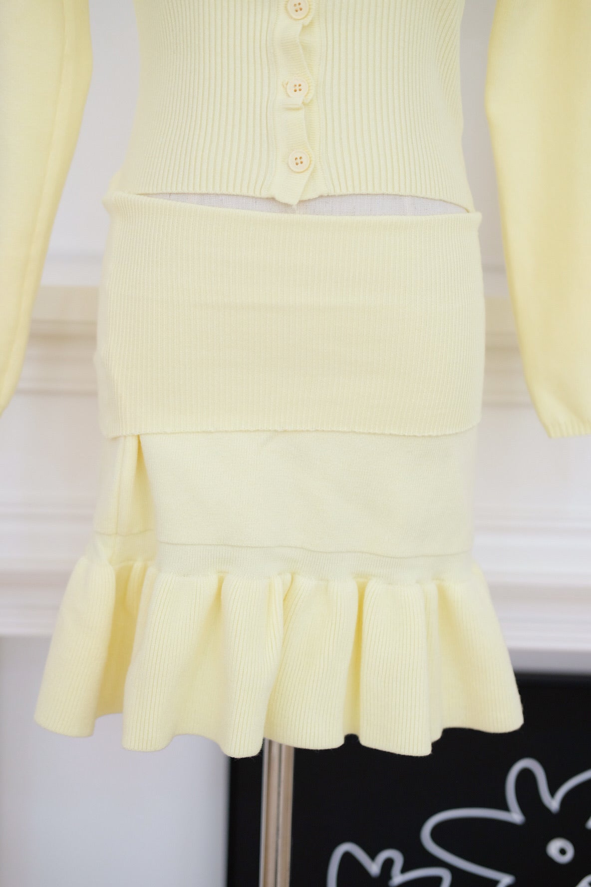 Yellow Ruffle Ribbon Knit Set