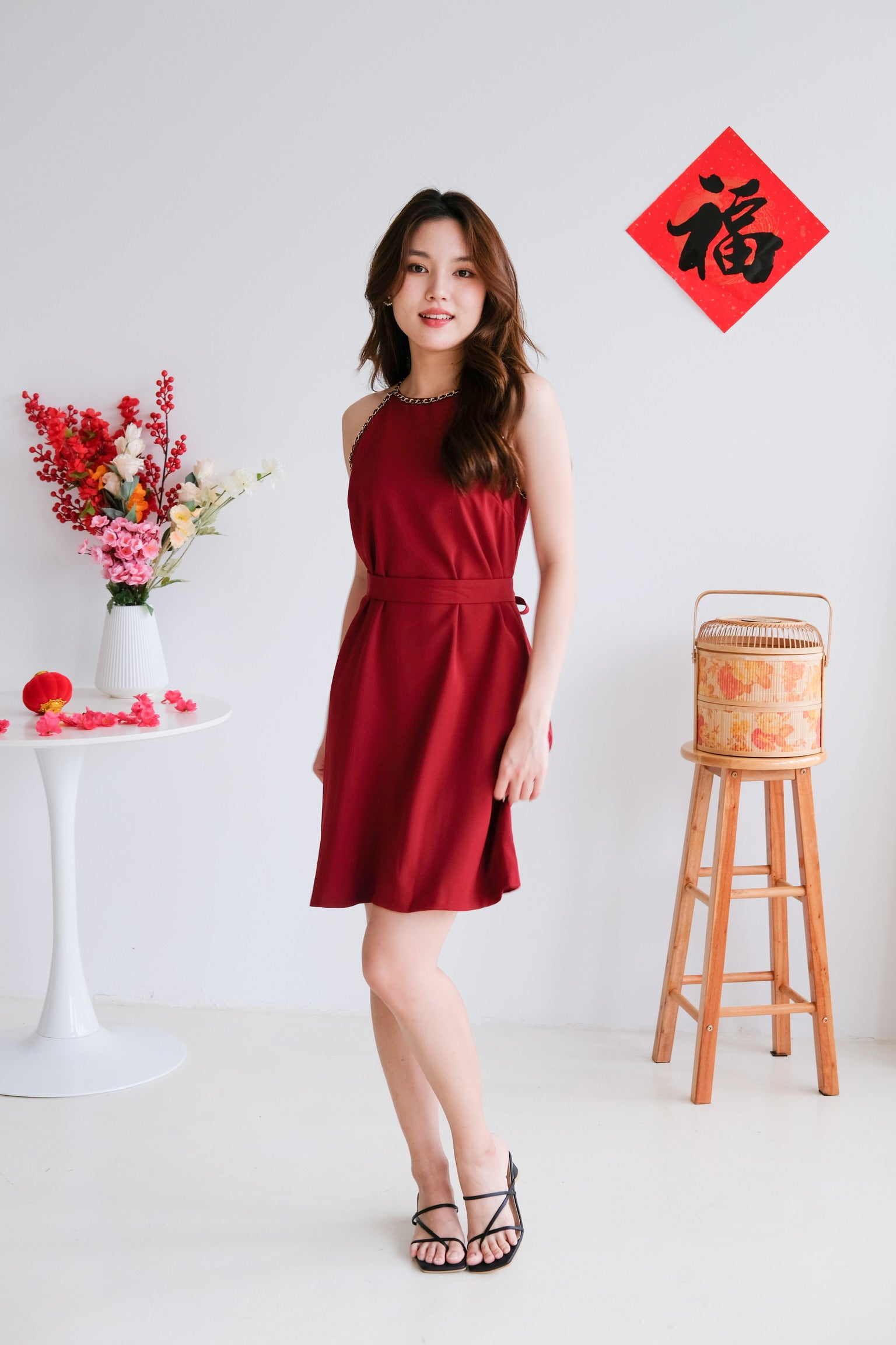 Raine Halter Loose Dress (Wine)