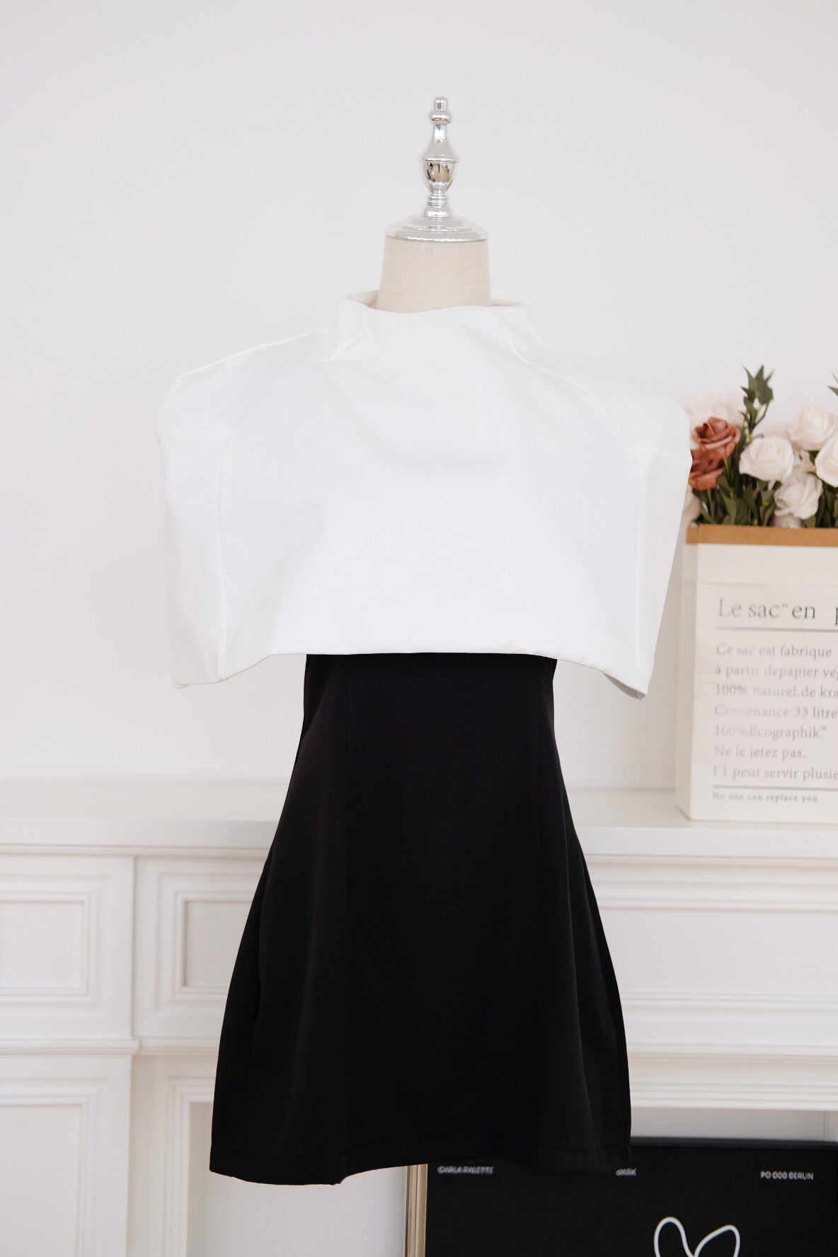 White High Neck Cape Top